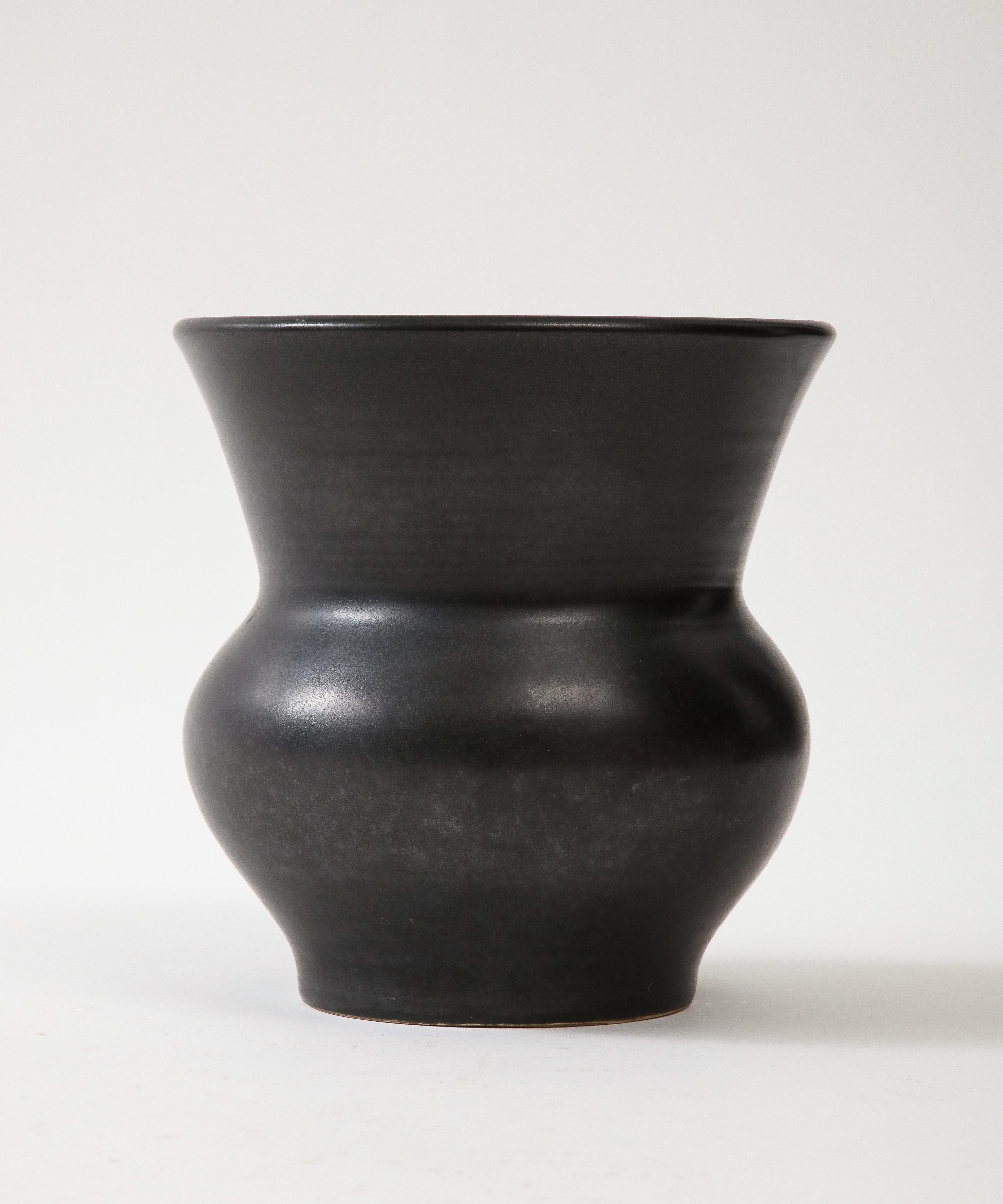 Large Black Ceramic Vase, France, c. 1960, numbered For Sale 3