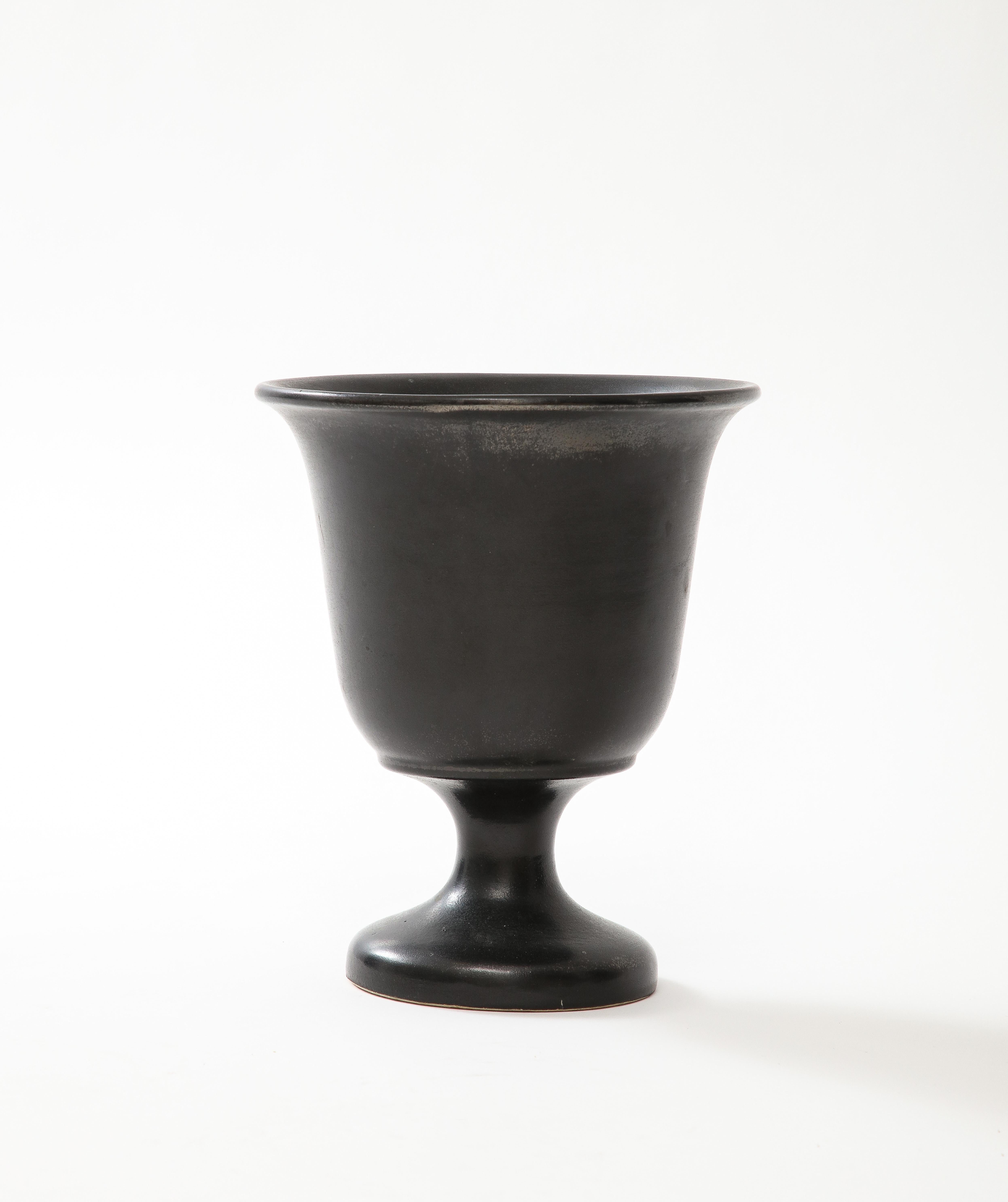 Large Black Chalice Vase, France, c, 1960 signed ‘Chambord’ For Sale 4