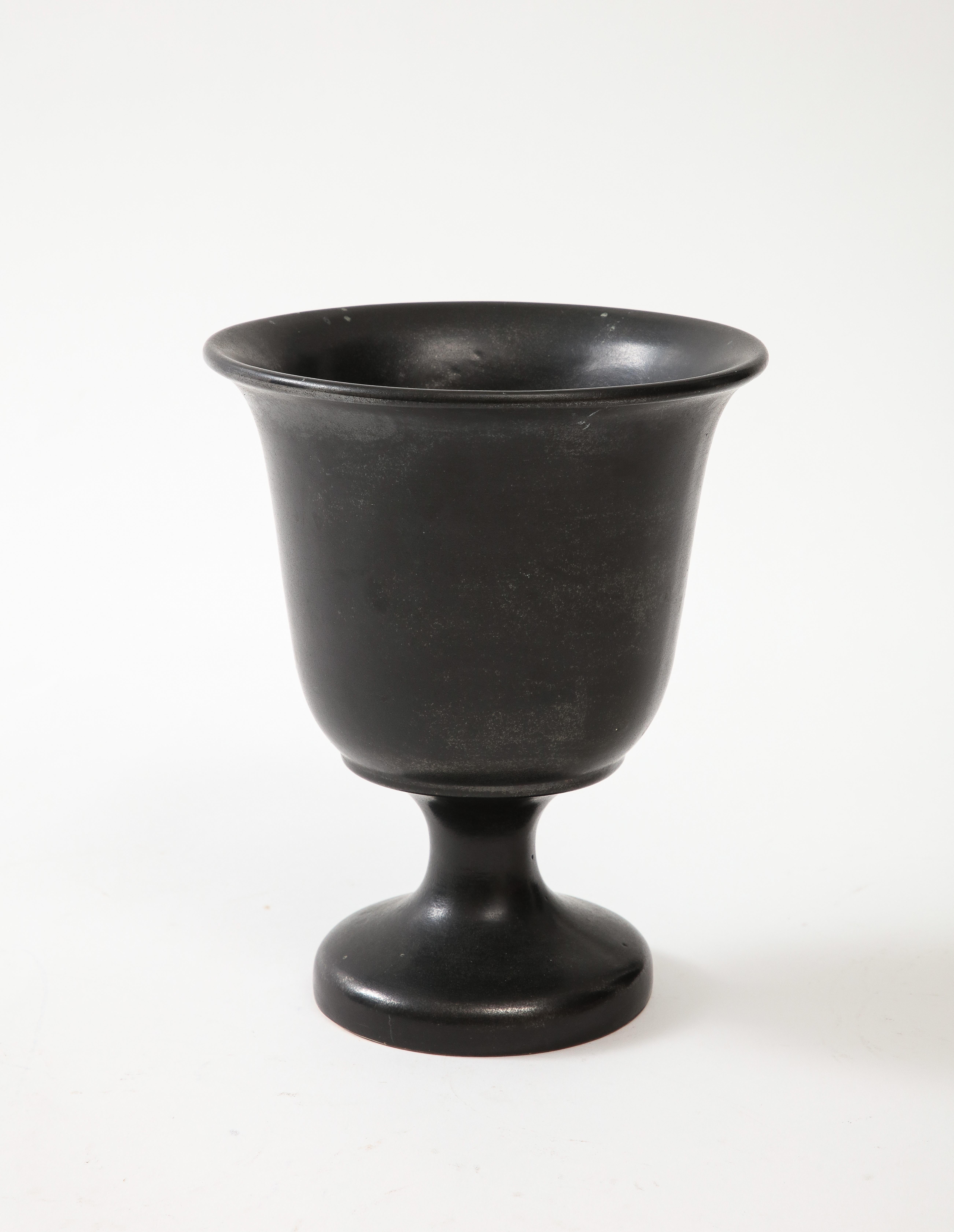 Mid-20th Century Large Black Chalice Vase, France, c, 1960 signed ‘Chambord’ For Sale