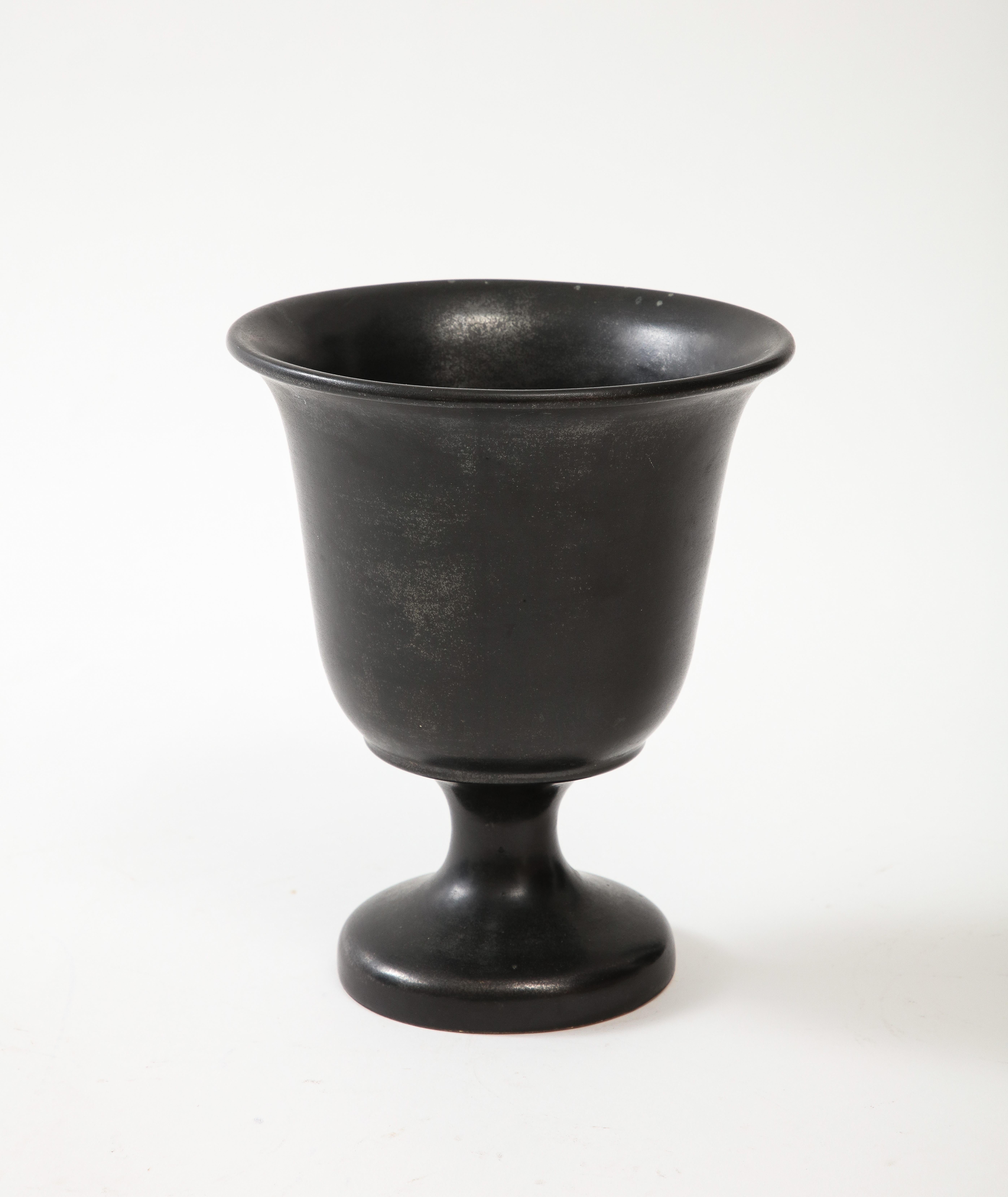 Ceramic Large Black Chalice Vase, France, c, 1960 signed ‘Chambord’ For Sale
