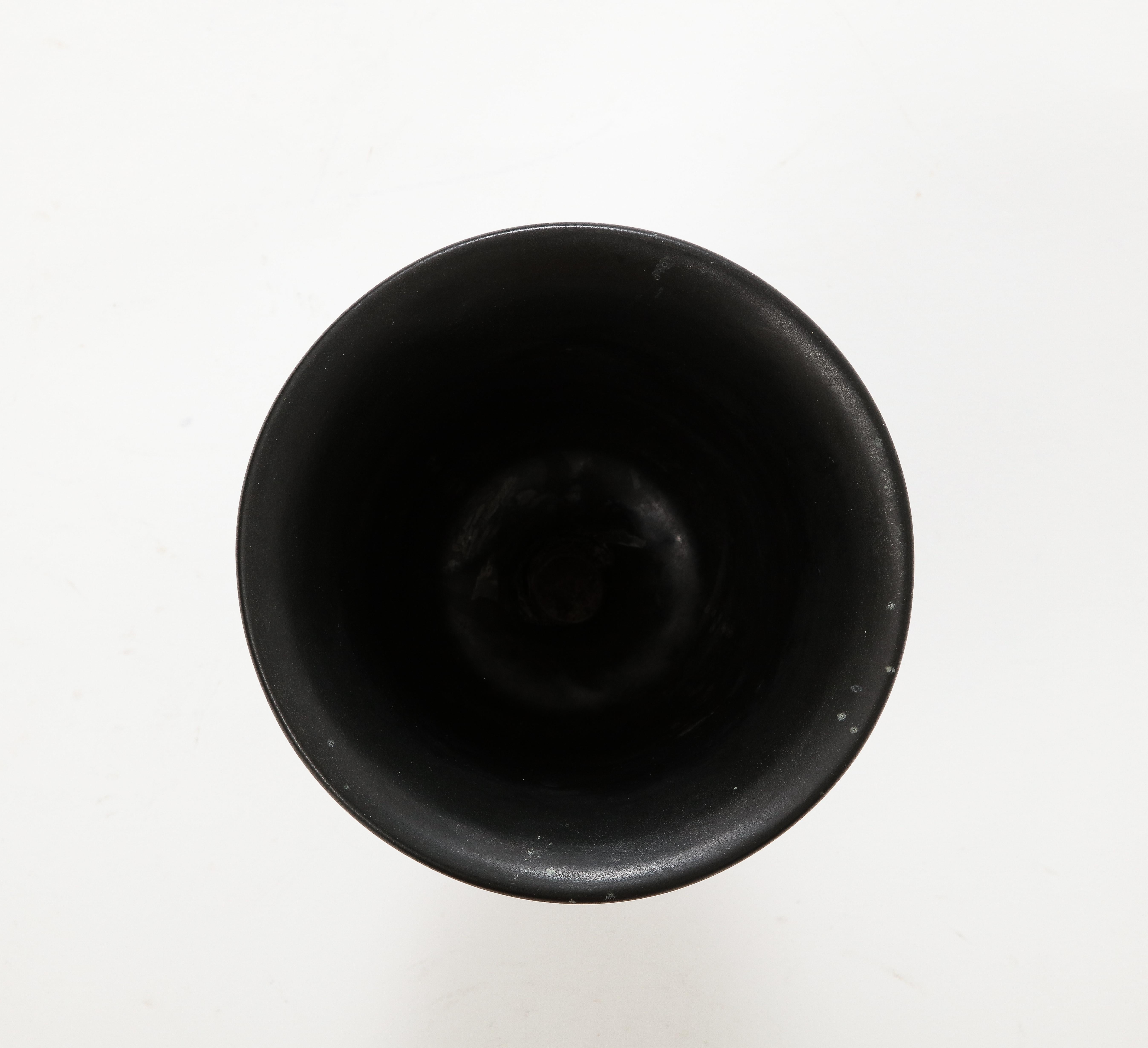 Large Black Chalice Vase, France, c, 1960 signed ‘Chambord’ For Sale 1
