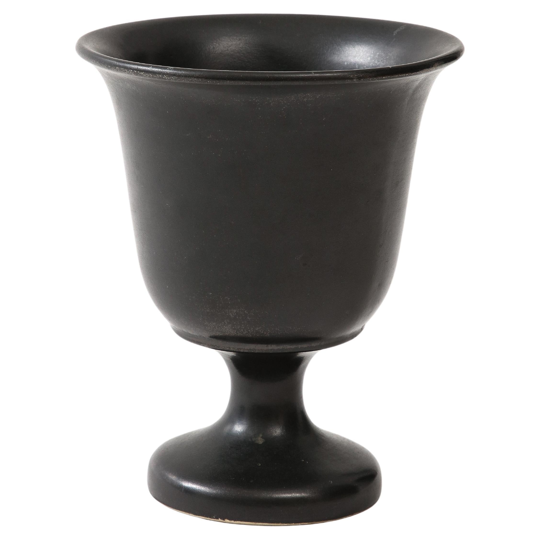 Large Black Chalice Vase, France, c, 1960 signed ‘Chambord’ For Sale