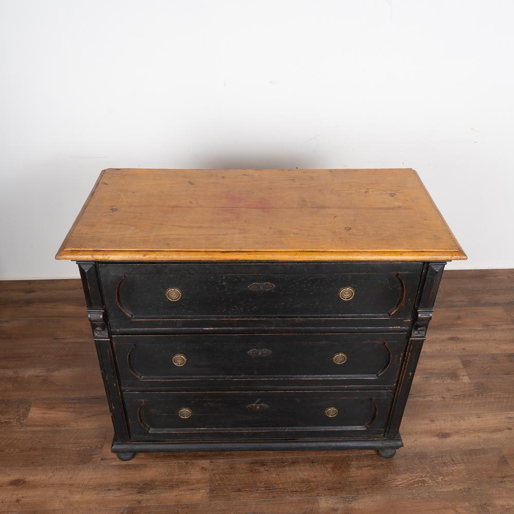 Hungarian Large Black Chest of Three Drawers from Hungary, circa 1880