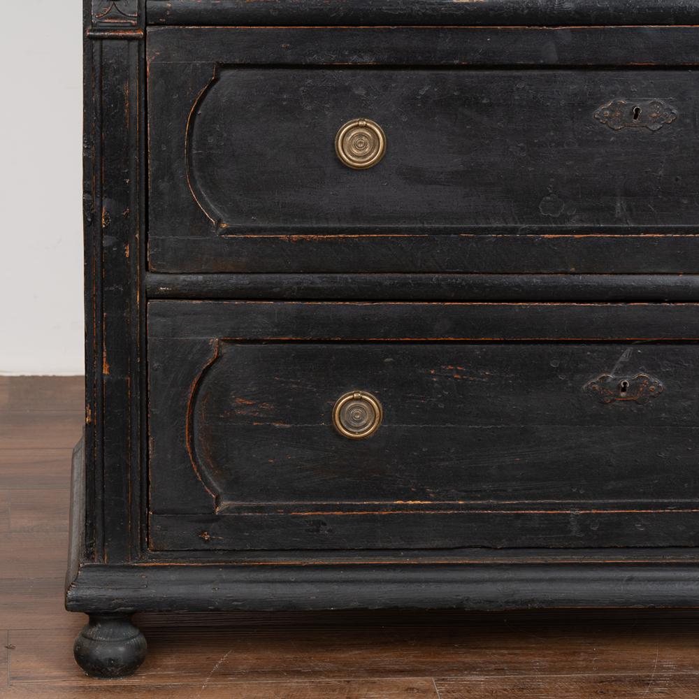 Large Black Chest of Three Drawers from Hungary, circa 1880 In Good Condition In Round Top, TX
