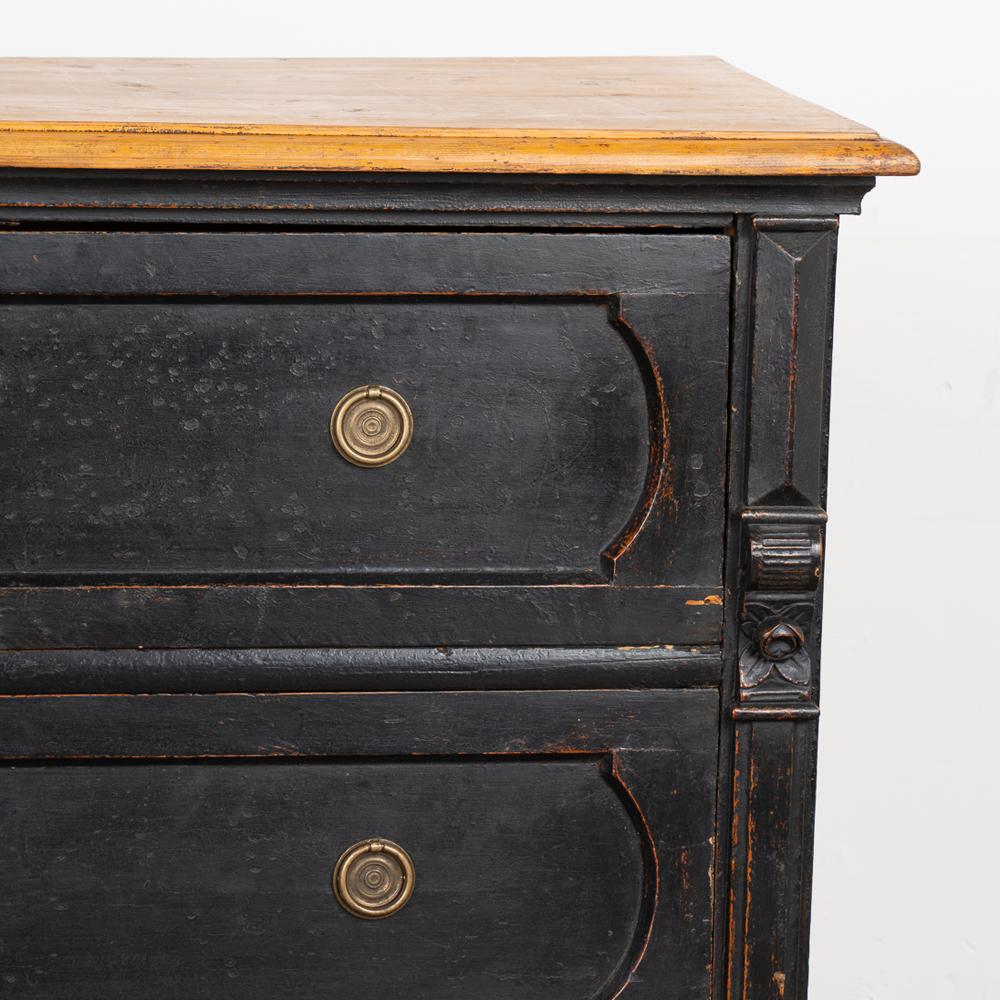 19th Century Large Black Chest of Three Drawers from Hungary, circa 1880