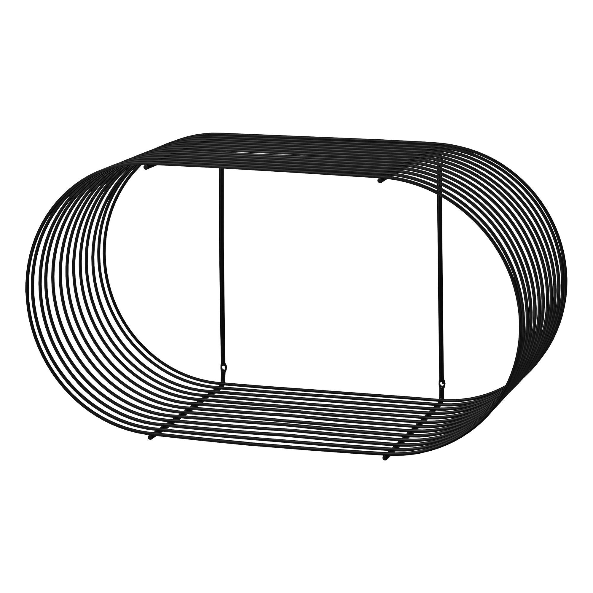 Large black contemporary shelf
Dimensions: L 61.4 x W 25.3 x H 33 cm 
Materials: Steel.
Also available in gold and silver.


It is not always easy to determine what makes a design become an icon, but it seems the Curva shelf has accomplished