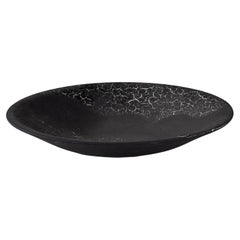Large Black Cracked Glaze Abstract Charger