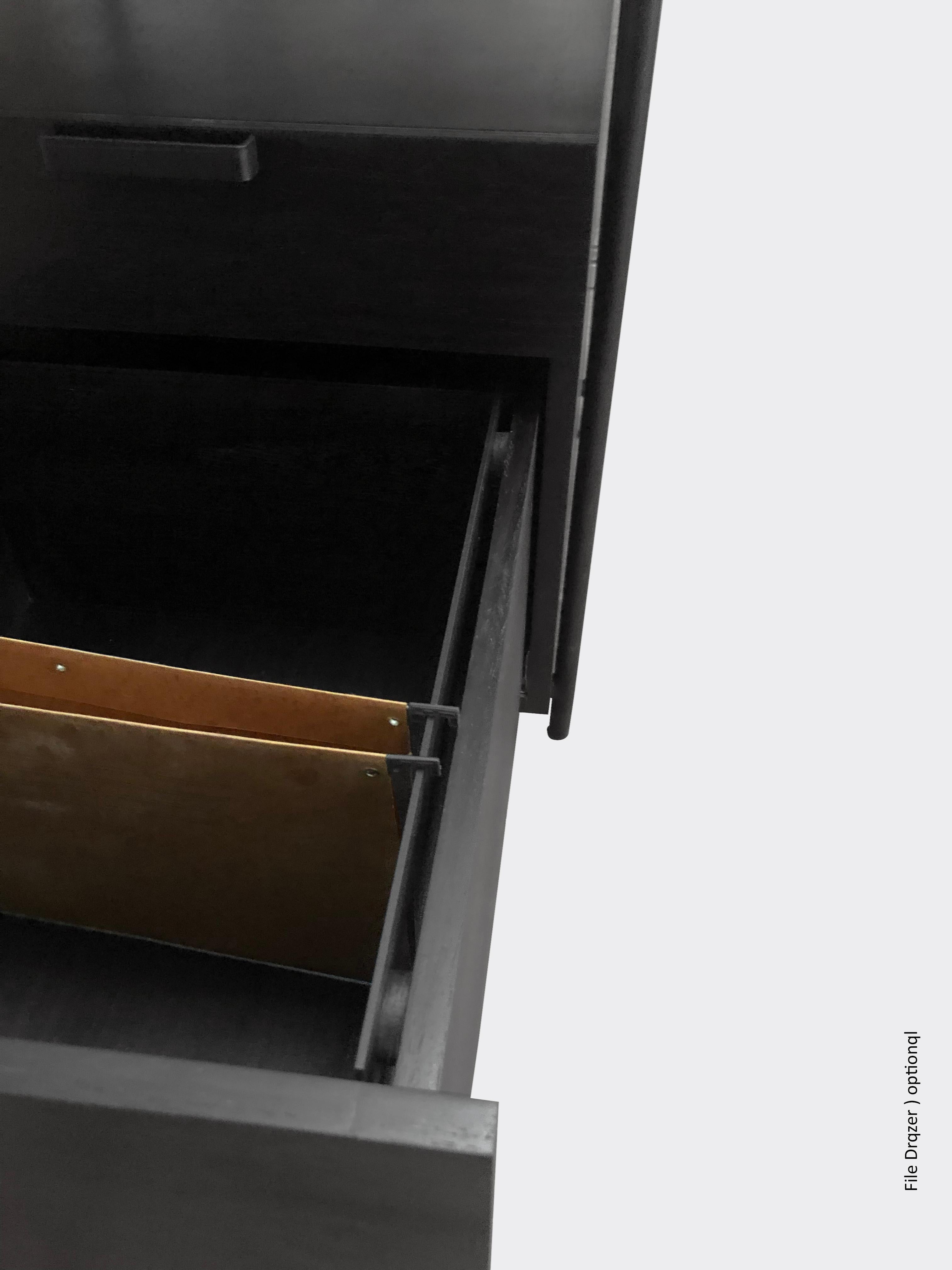 Large Black Desk Files Drawers, Wood Metal, Brazilian Mid-Century Modern Style For Sale 7