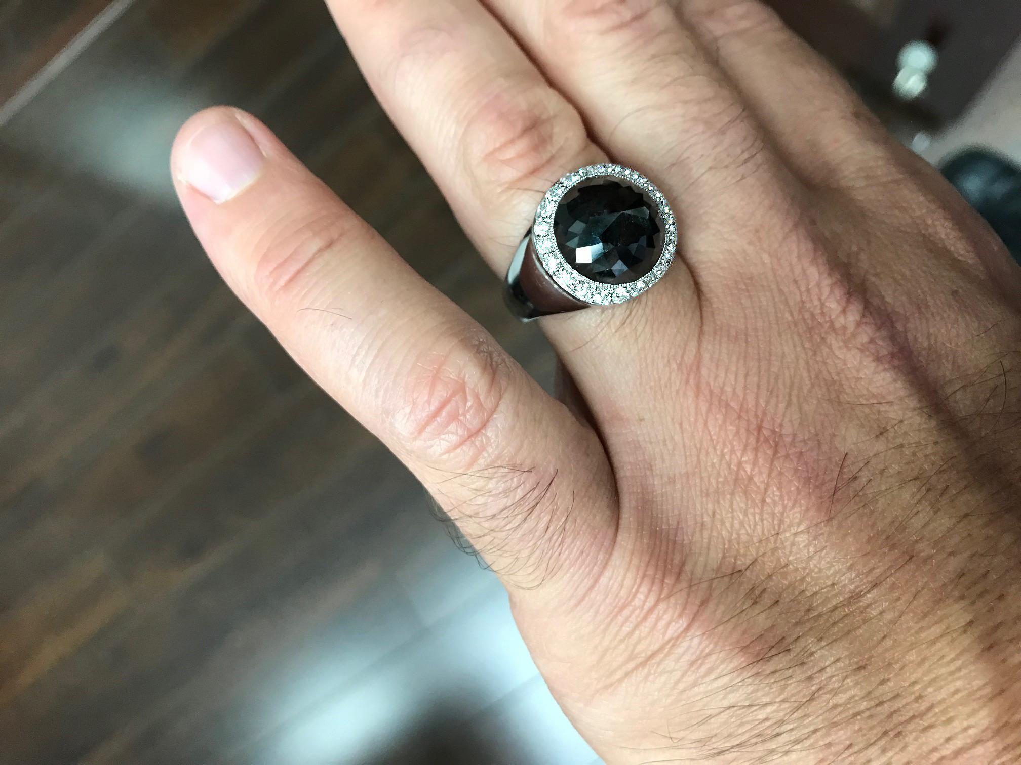Großer schwarzer Diamant Platin Herrenring 1
