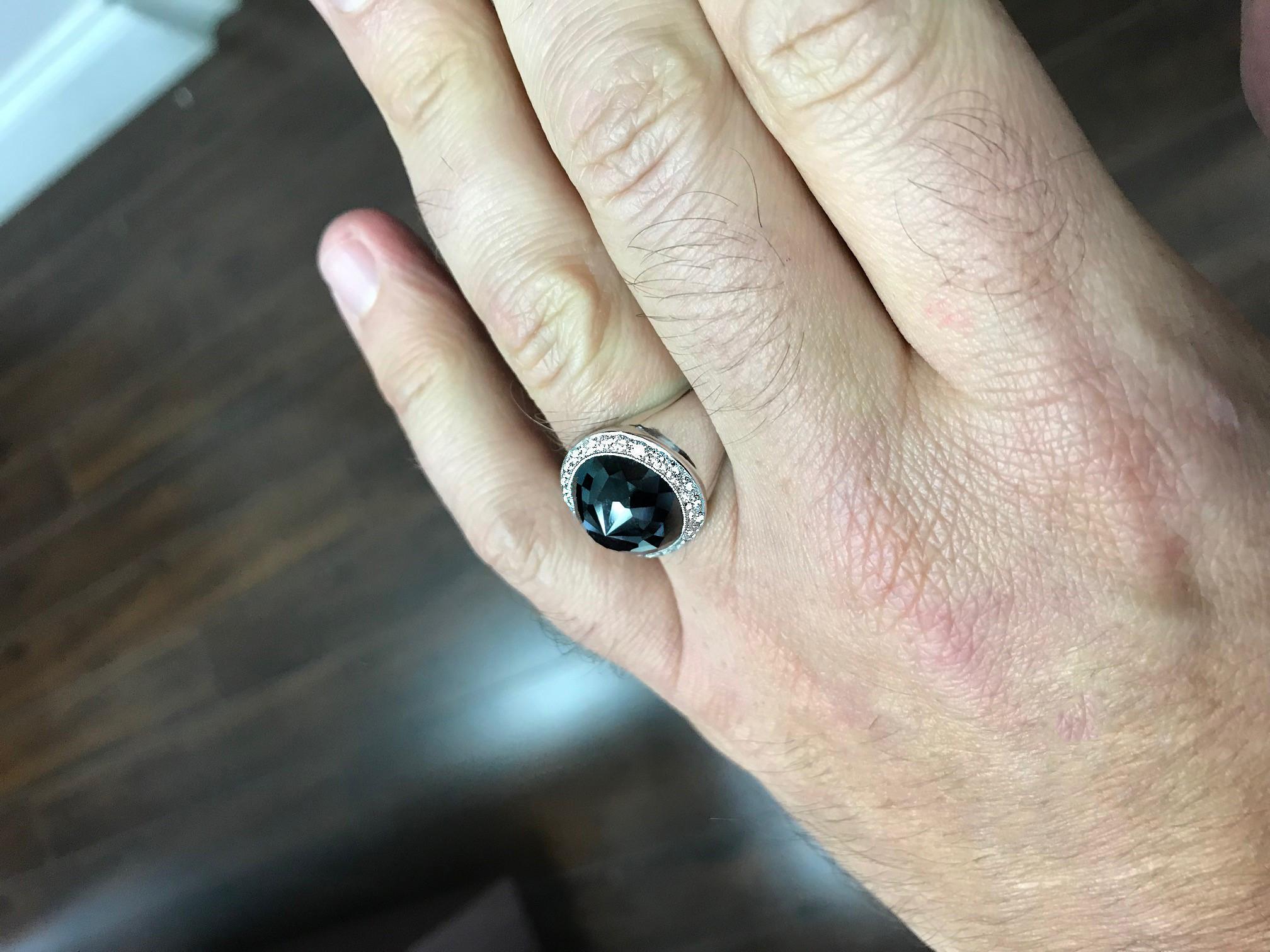 Großer schwarzer Diamant Platin Herrenring 2