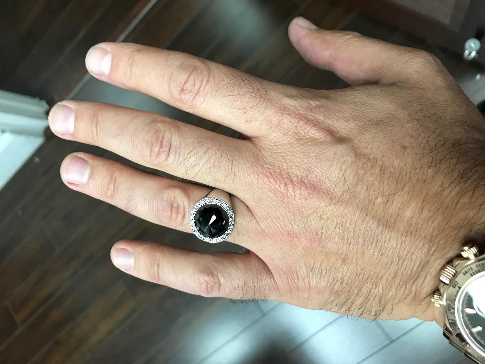 Großer schwarzer Diamant Platin Herrenring 3