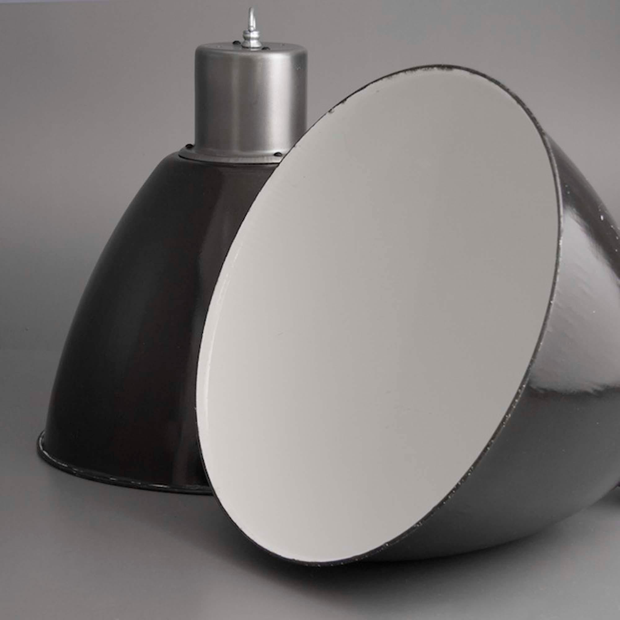 Industrial Late Century Czech Large Black Enamel Factory Ceiling Light For Sale
