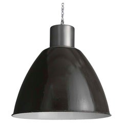 Late Century Czech Large Black Enamel Factory Ceiling Light