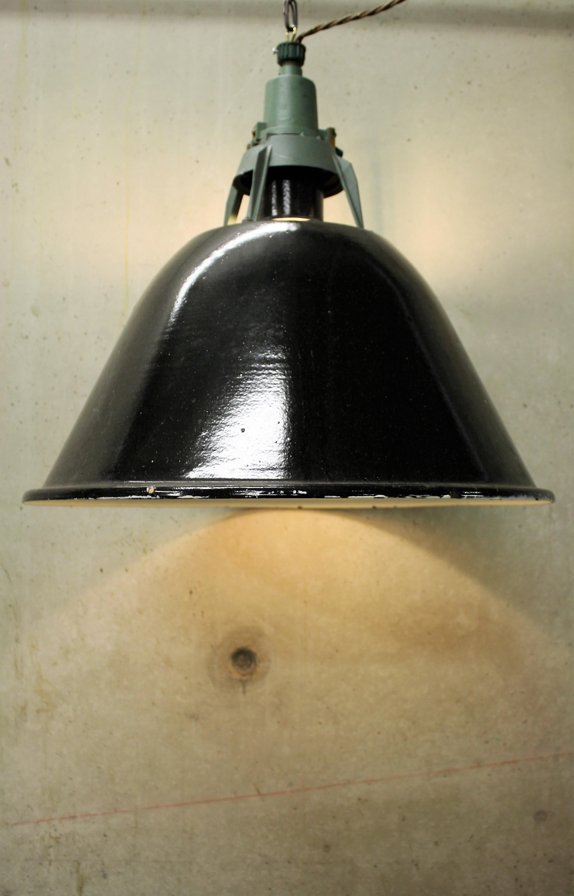 Large Black Enamel Factory Lights 1