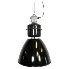 Vintage Large Black Enamel Industrial Factory Lamp from Elektrosvit, 1960s