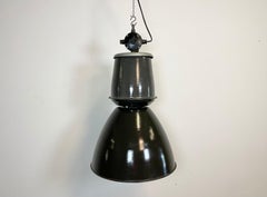 Large Black Enamel Industrial Lamp from Elektrosvit, 1960s