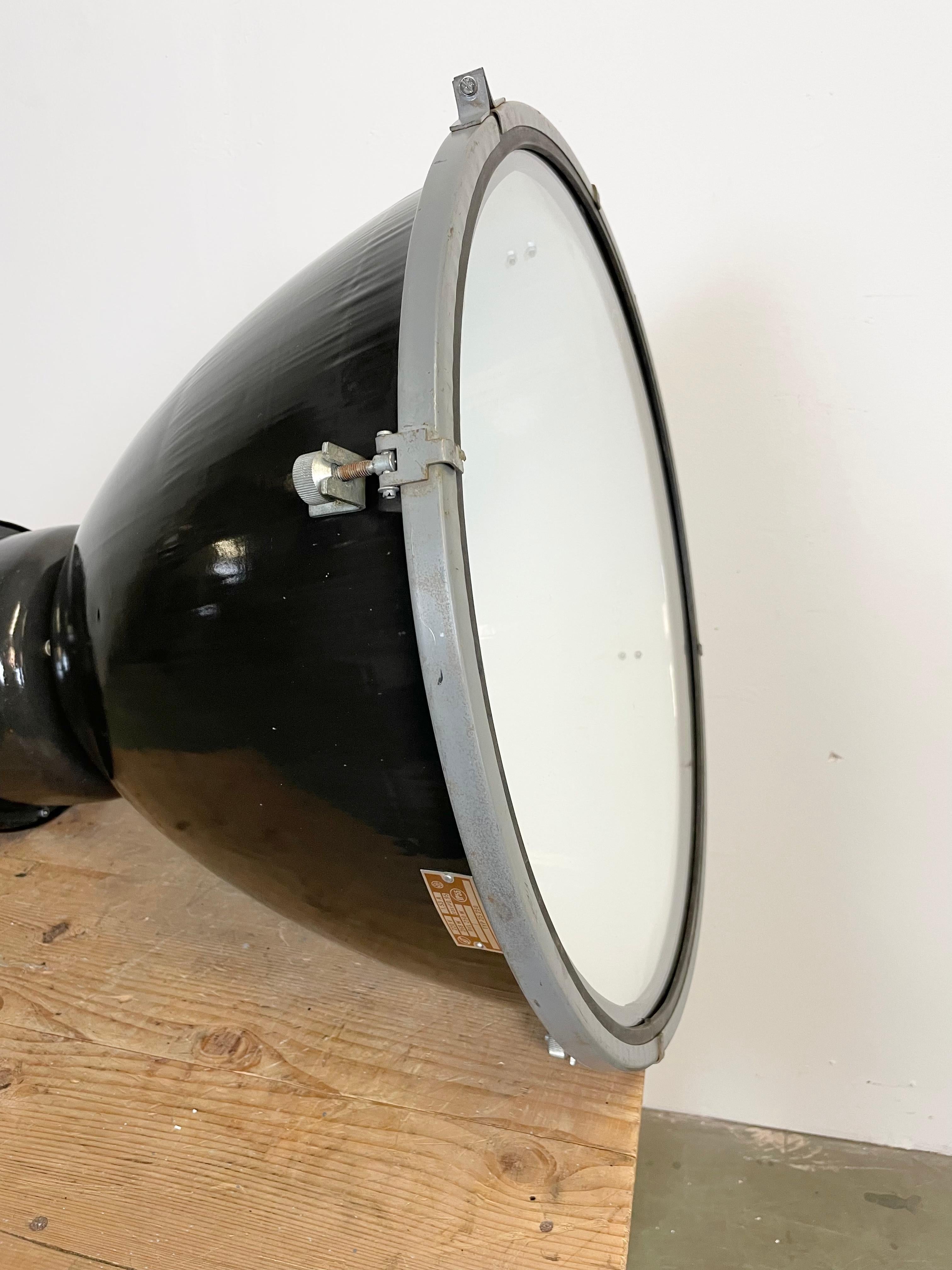 Large Black Enamel Industrial Lamp with Clear Glass Cover from Elektrosvit 7