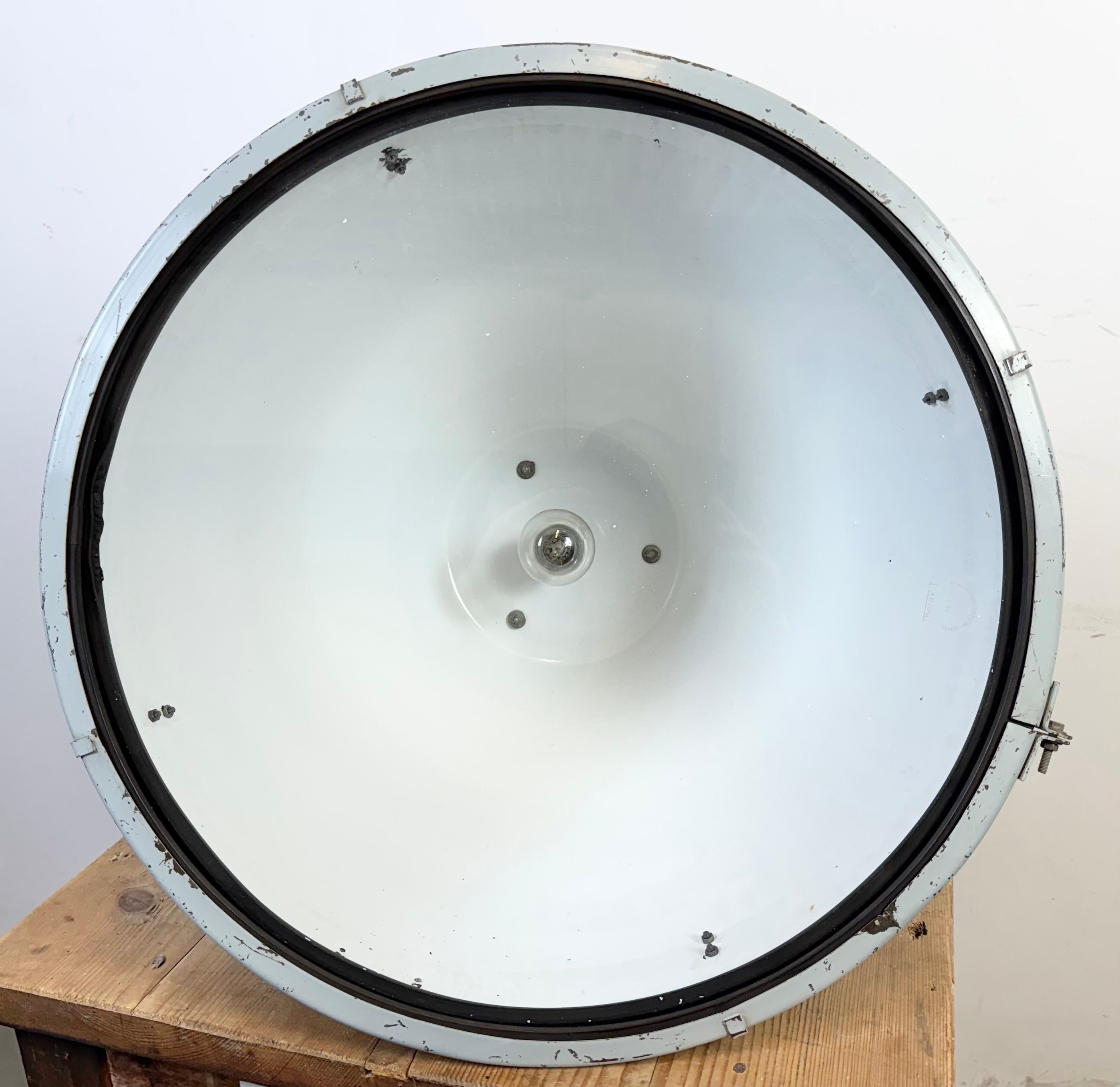 Large Black Enamel Industrial Lamp with Clear Glass Cover from Elektrosvit For Sale 14