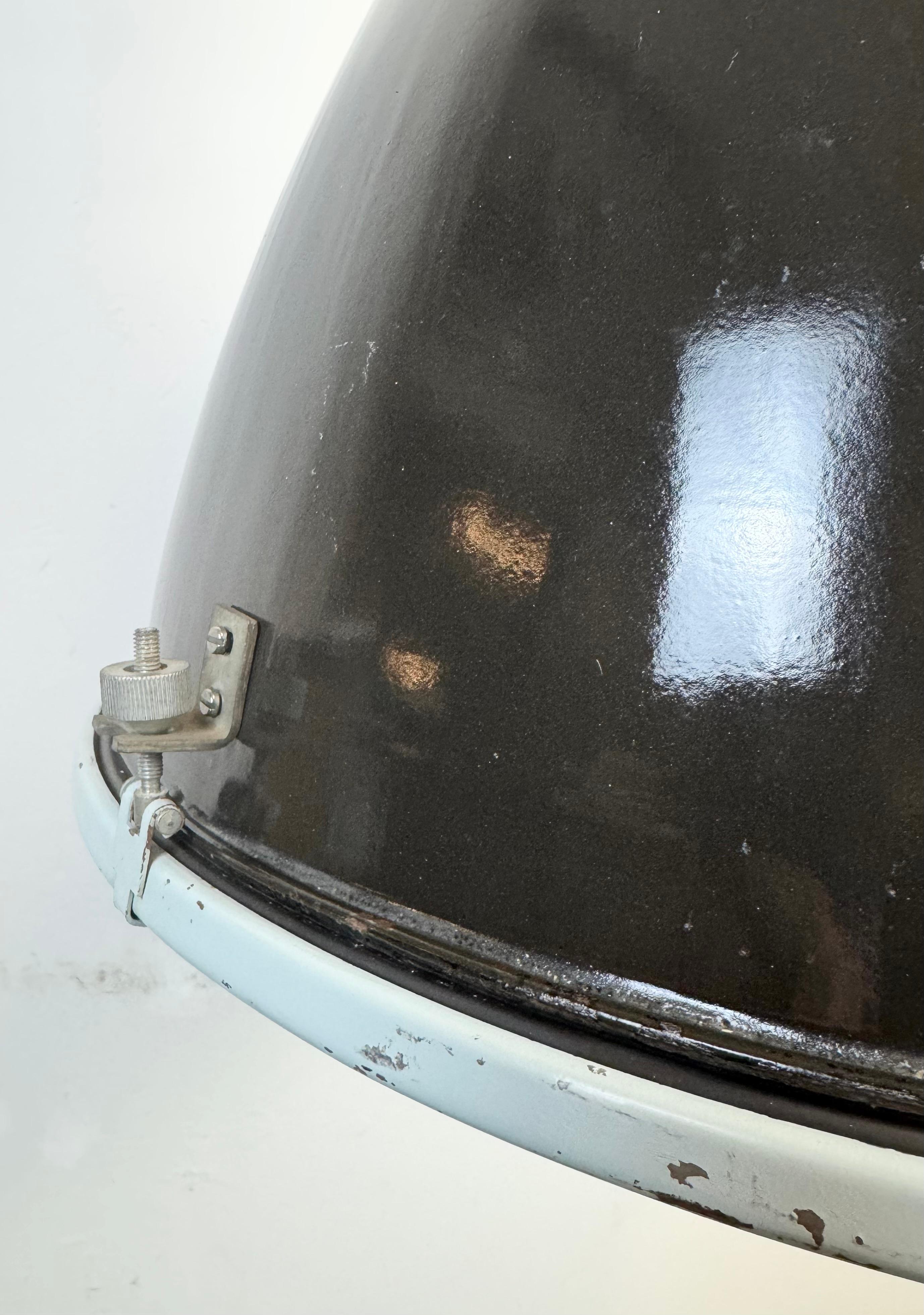 Large Black Enamel Industrial Lamp with Clear Glass Cover from Elektrosvit For Sale 3