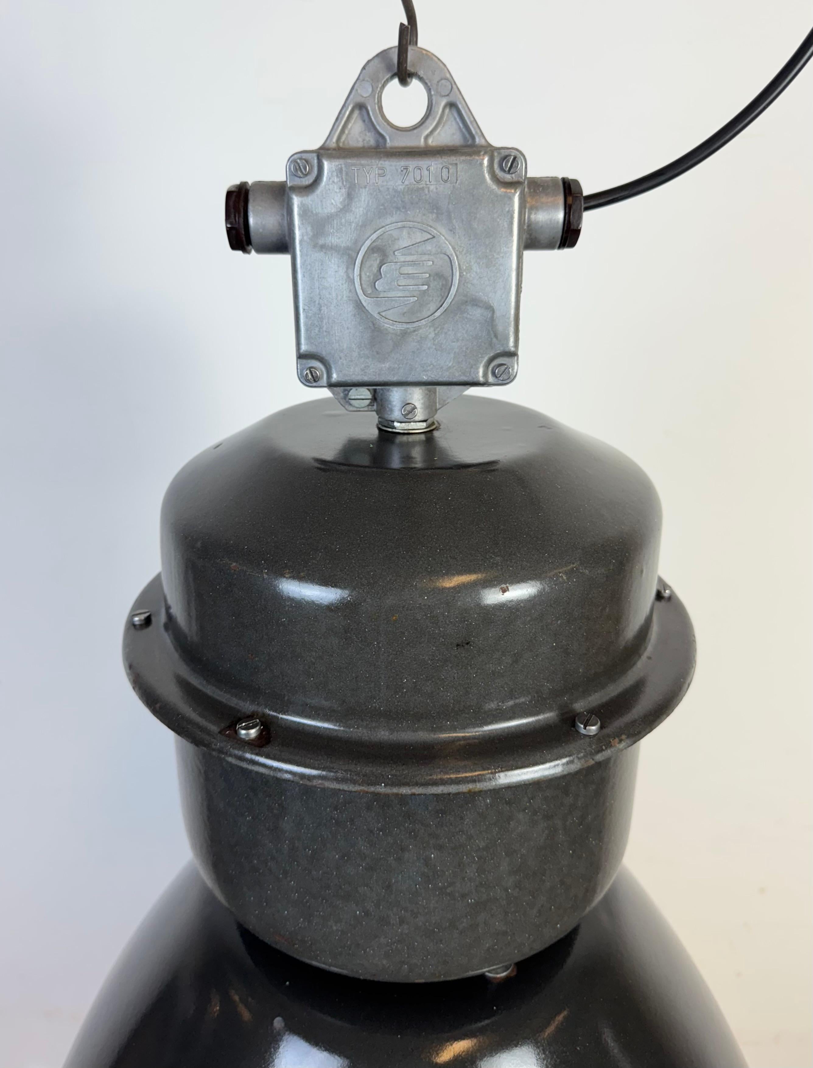Large Black Enamel Industrial Pendant Lamp from Elektrosvit, 1960s For Sale 6