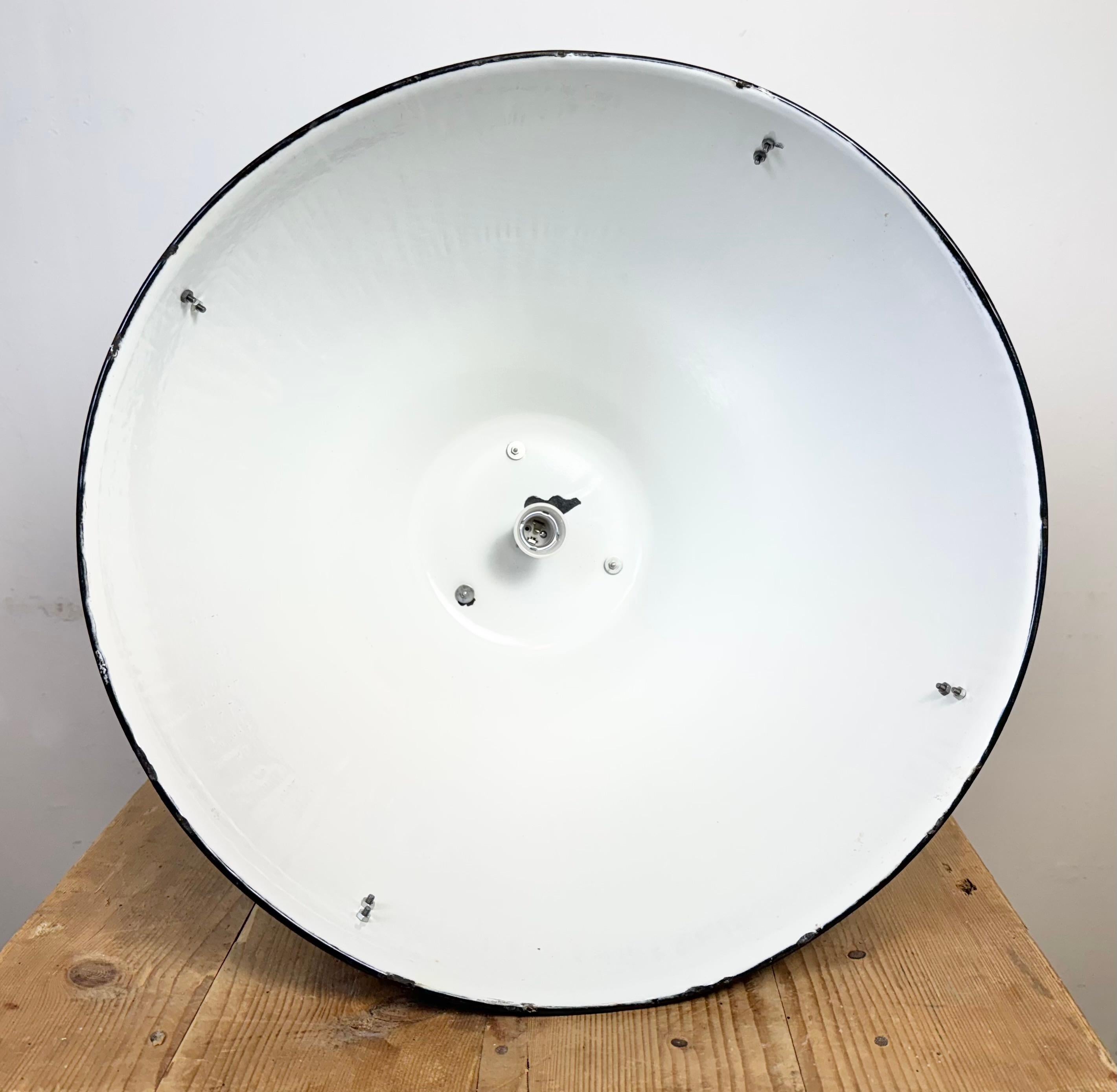 Large Black Enamel Industrial Pendant Lamp from Elektrosvit, 1960s For Sale 9