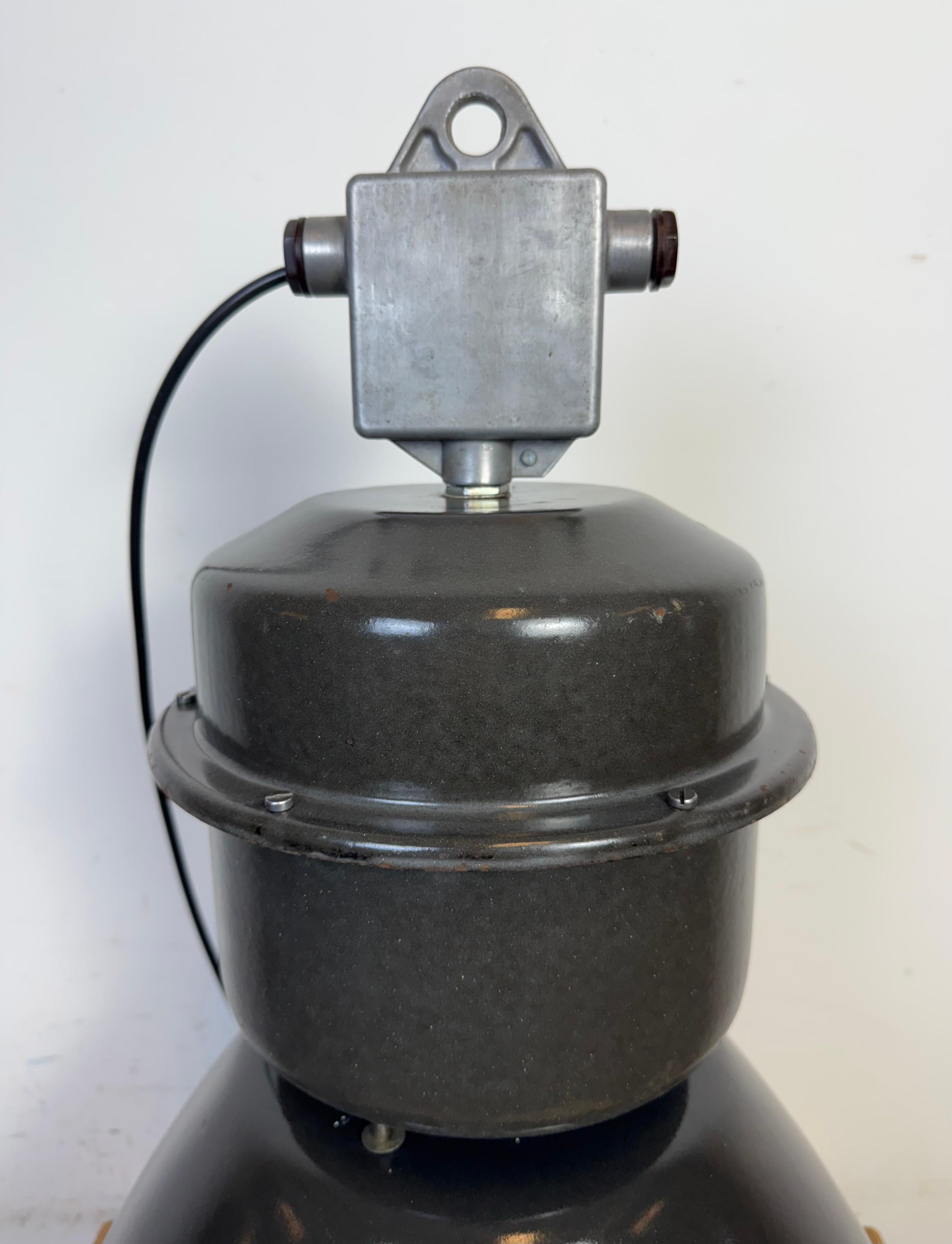 Large Black Enamel Industrial Pendant Lamp from Elektrosvit, 1960s For Sale 10