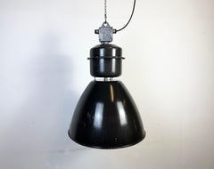 Large Black Enamel Industrial Pendant Lamp from Elektrosvit, 1960s