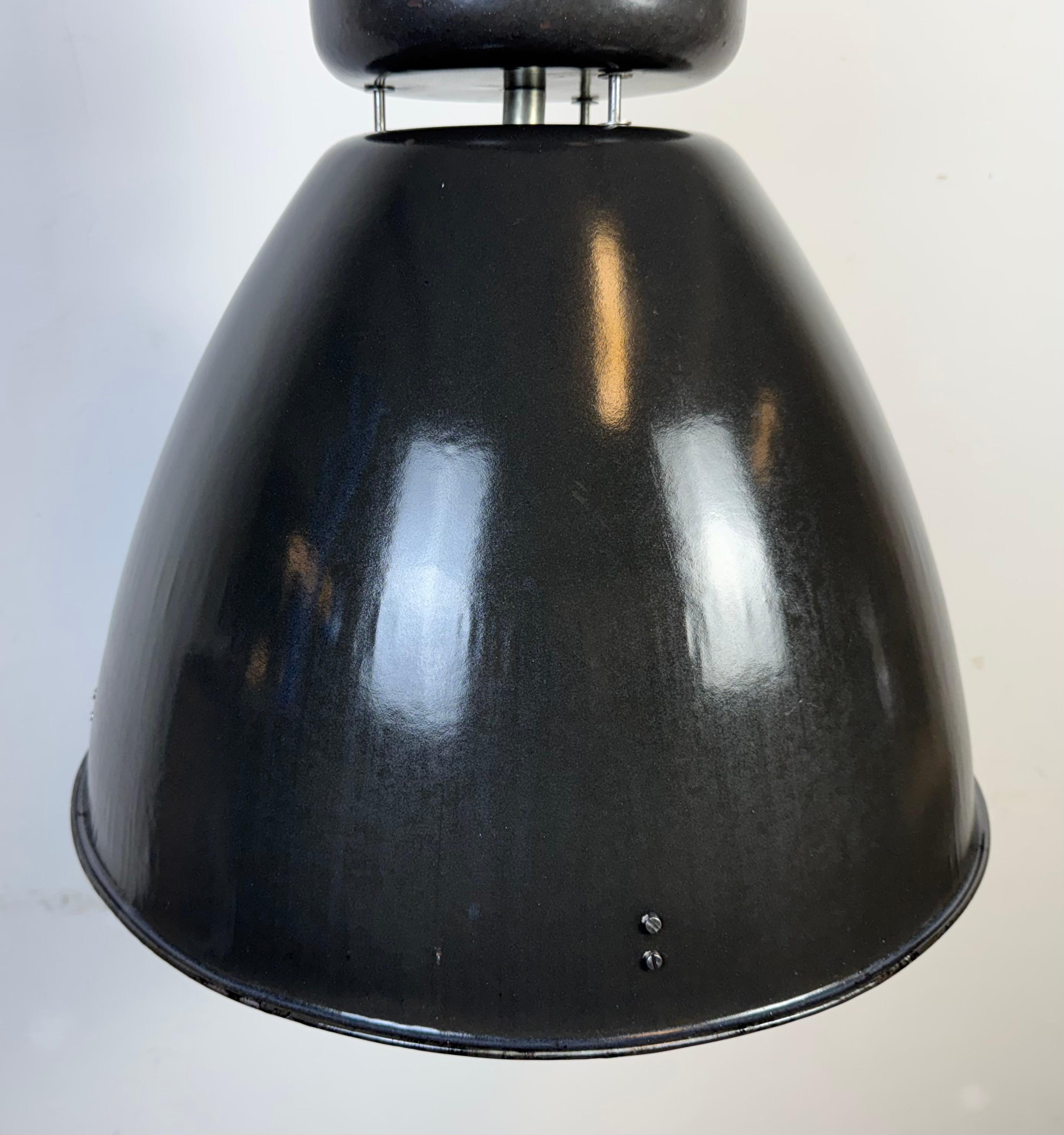 20th Century Large Black Enamel Industrial Pendant Lamp from Elektrosvit, 1960s For Sale