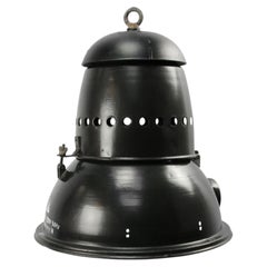 Grandes lampes à piédestal industrielles vintage en émail noir