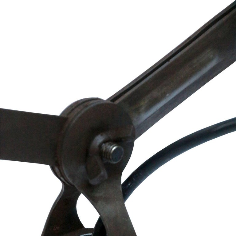 German Large Black Enamel Vintage Industrial Scissor Pendant Lights For Sale