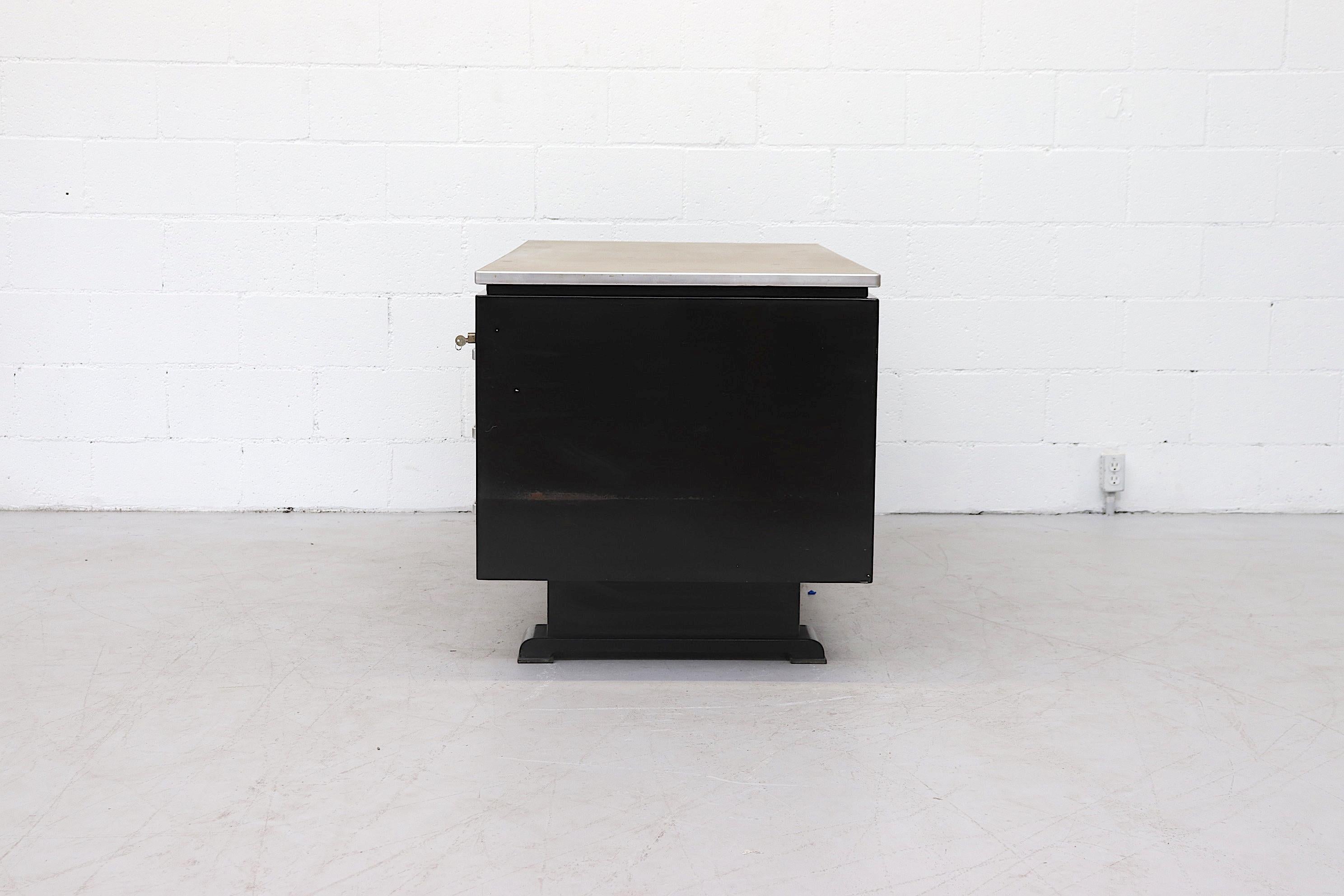 Mid-Century Modern Large Black Enameled Industrial Desk by Van Blerk Tilburg