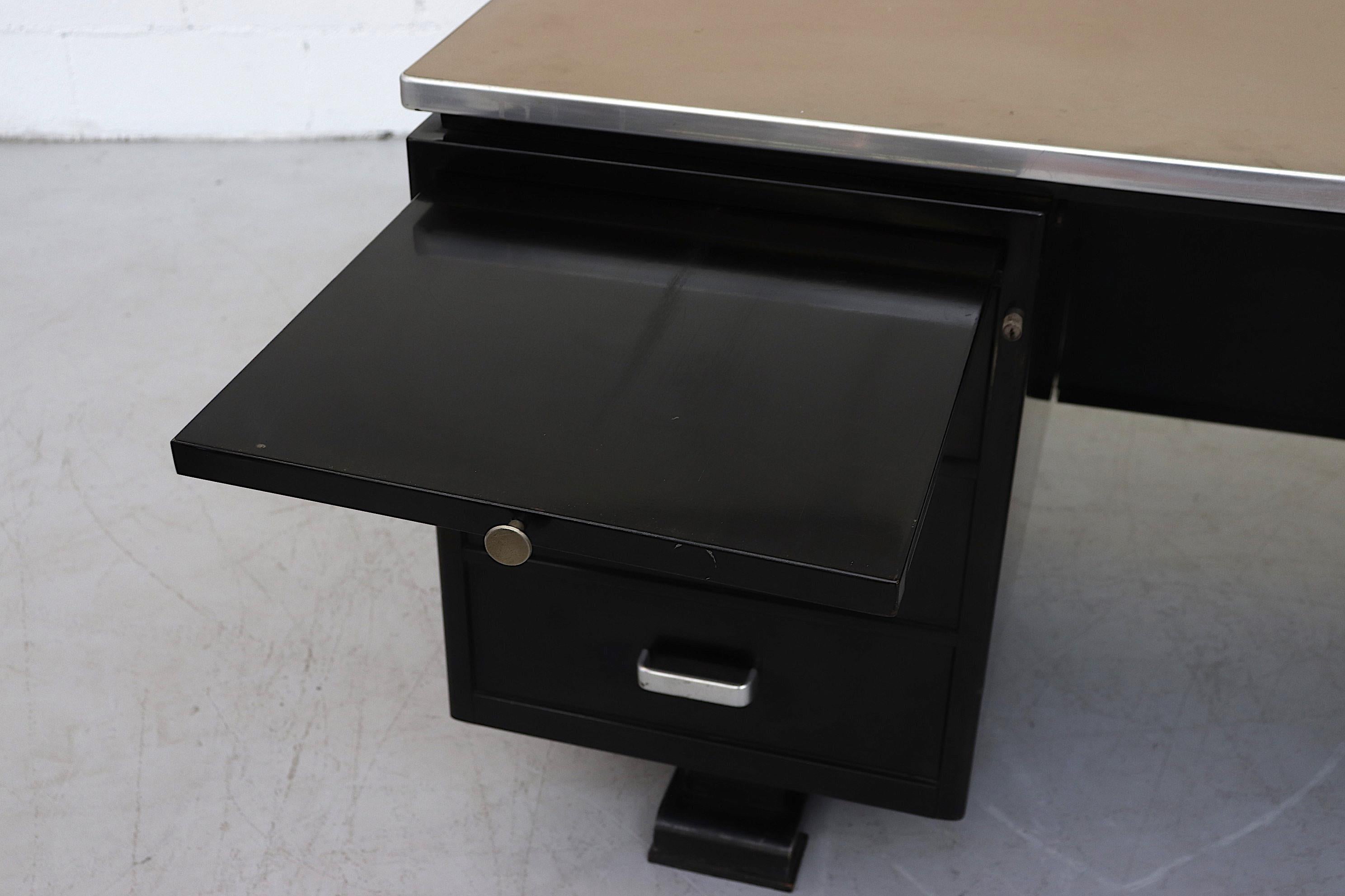 Large Black Enameled Industrial Desk by Van Blerk Tilburg 1