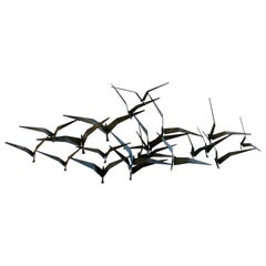 Large Black Finish "Birds" Wall Sculpture by Curtis Jere Signed, 1968