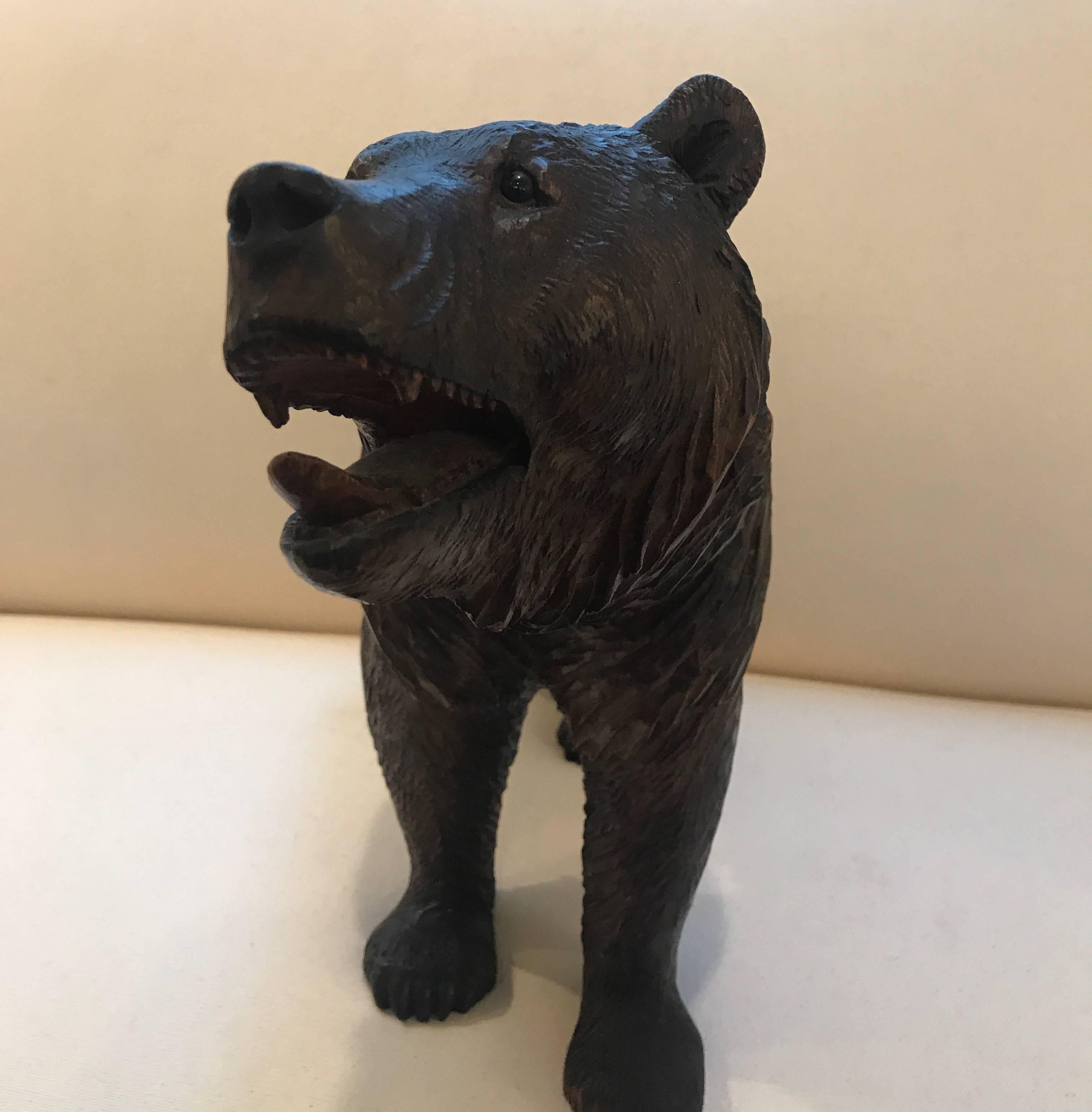 Swiss Large Black Forest Carved Bear