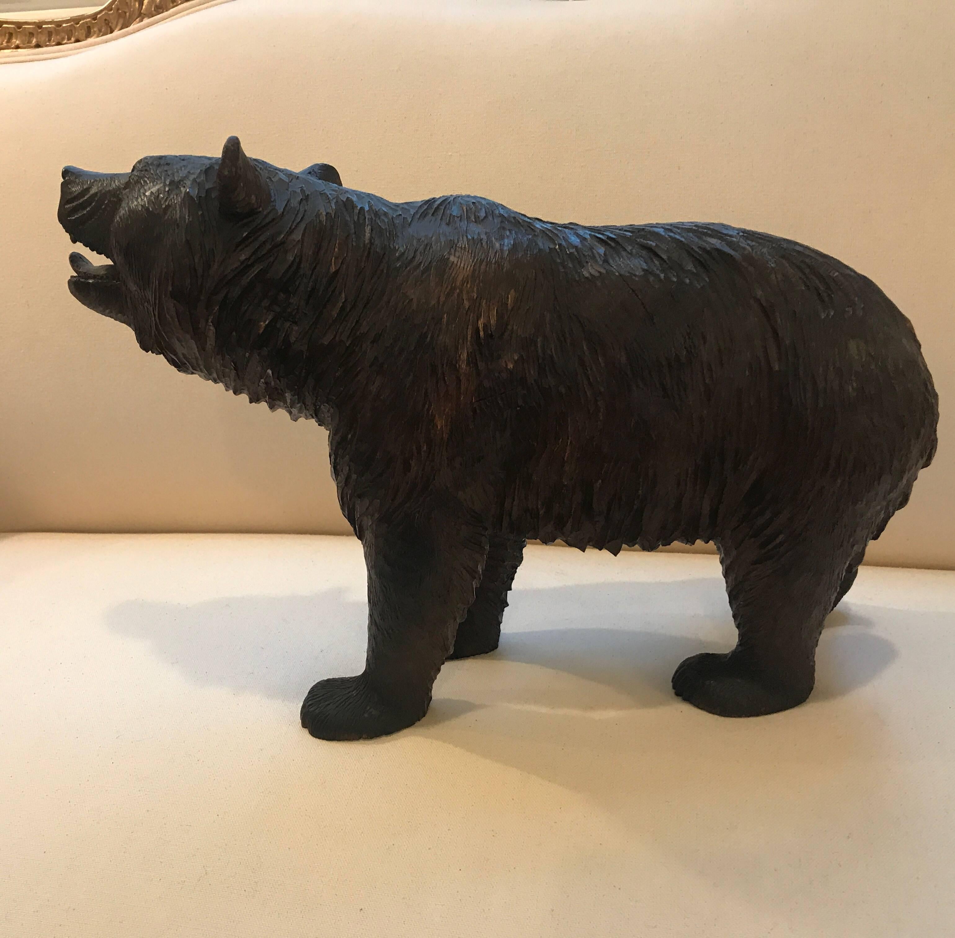 Hand-Carved Large Black Forest Carved Bear