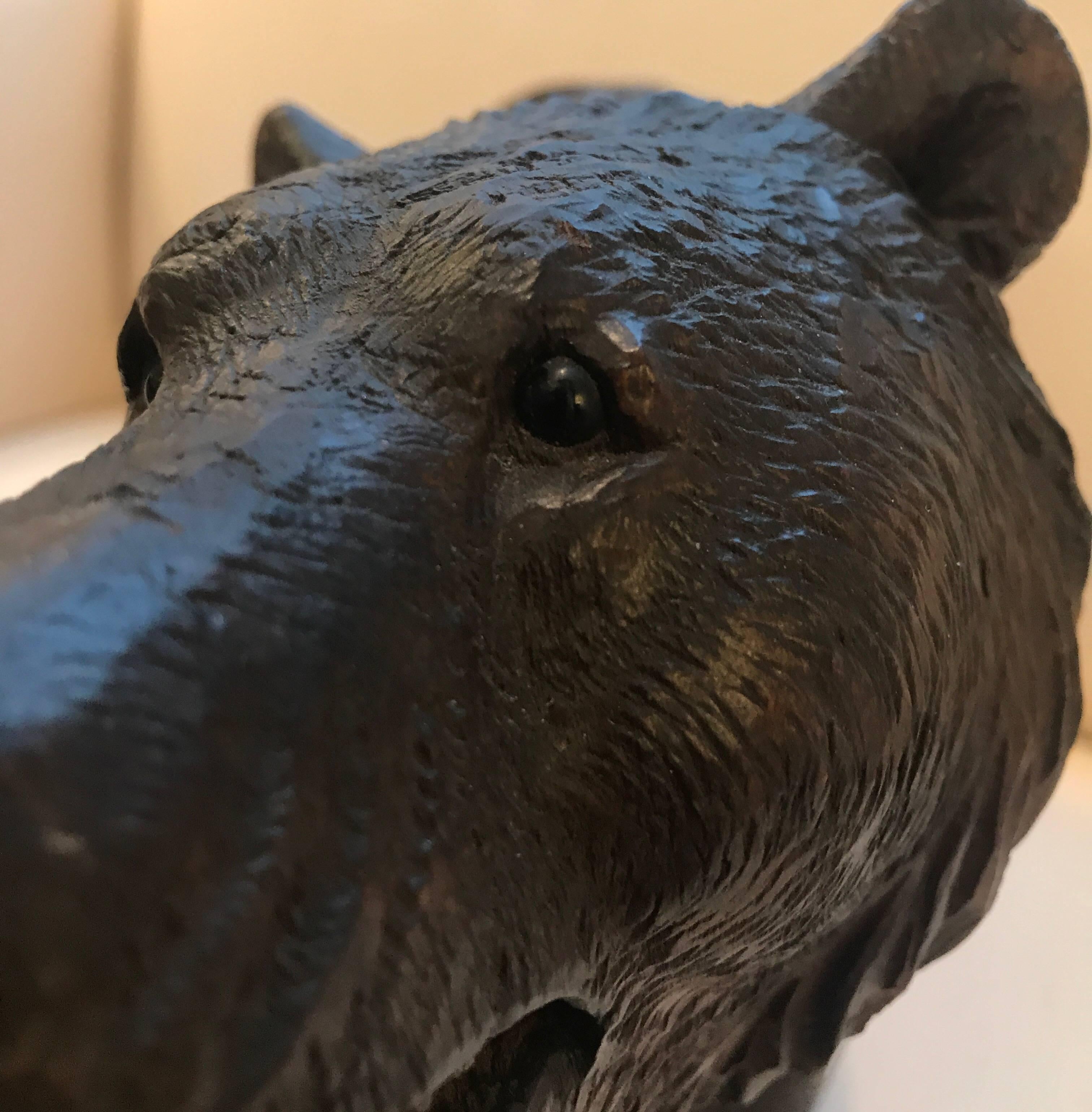 Large Black Forest Carved Bear In Excellent Condition In Lambertville, NJ