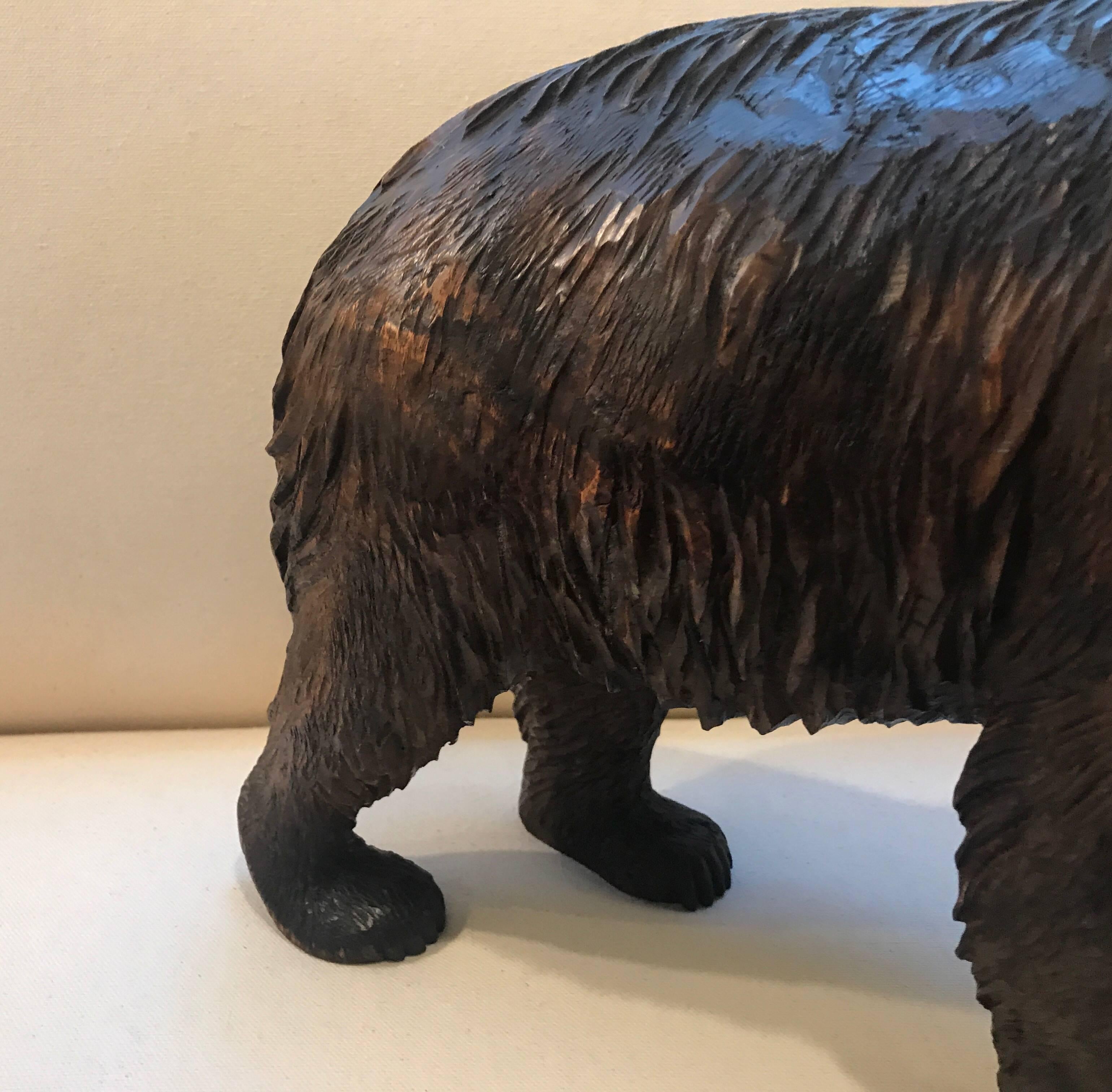 Walnut Large Black Forest Carved Bear