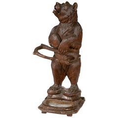 Large Black Forest Carved Bear Stick Stand, circa 1880