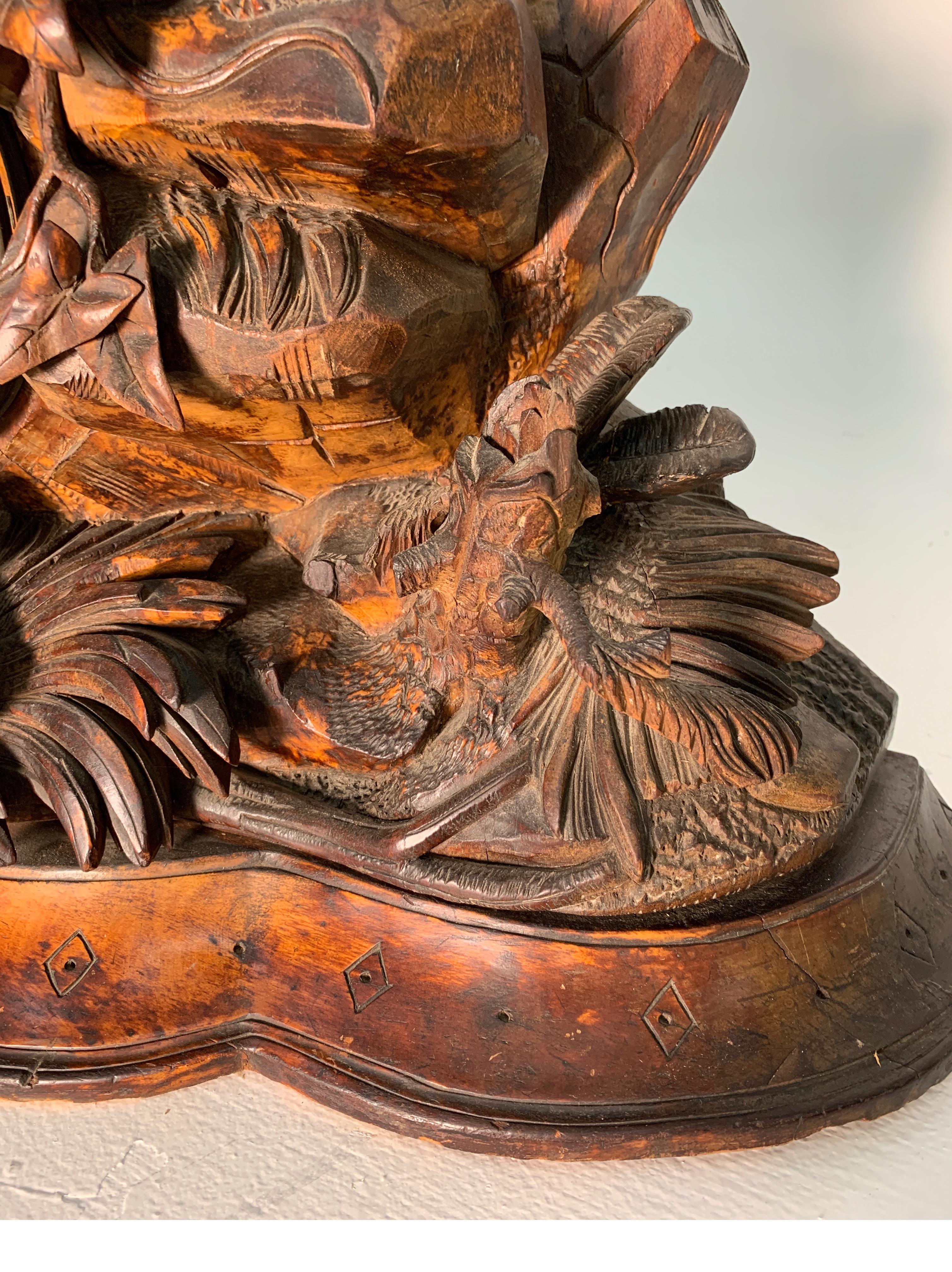 Large German Black Forest Carved Clock, 19th Century 1