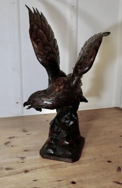 Large Black Forest Carved Eagle   A large piece superbly carved in walnut