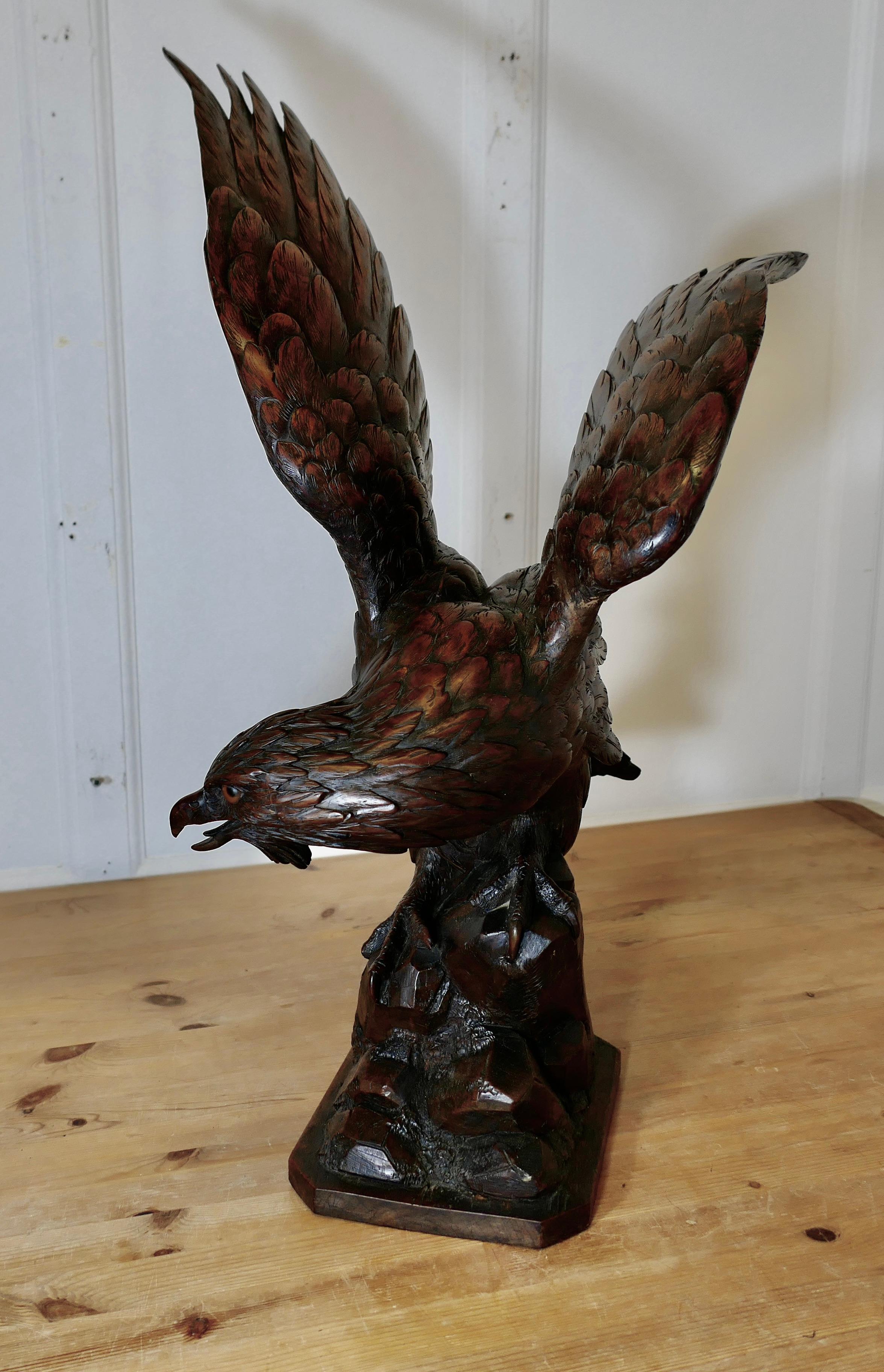 Águila grande tallada de Black Forest   Una gran pieza magníficamente tallada en nogal Bosque negro en venta