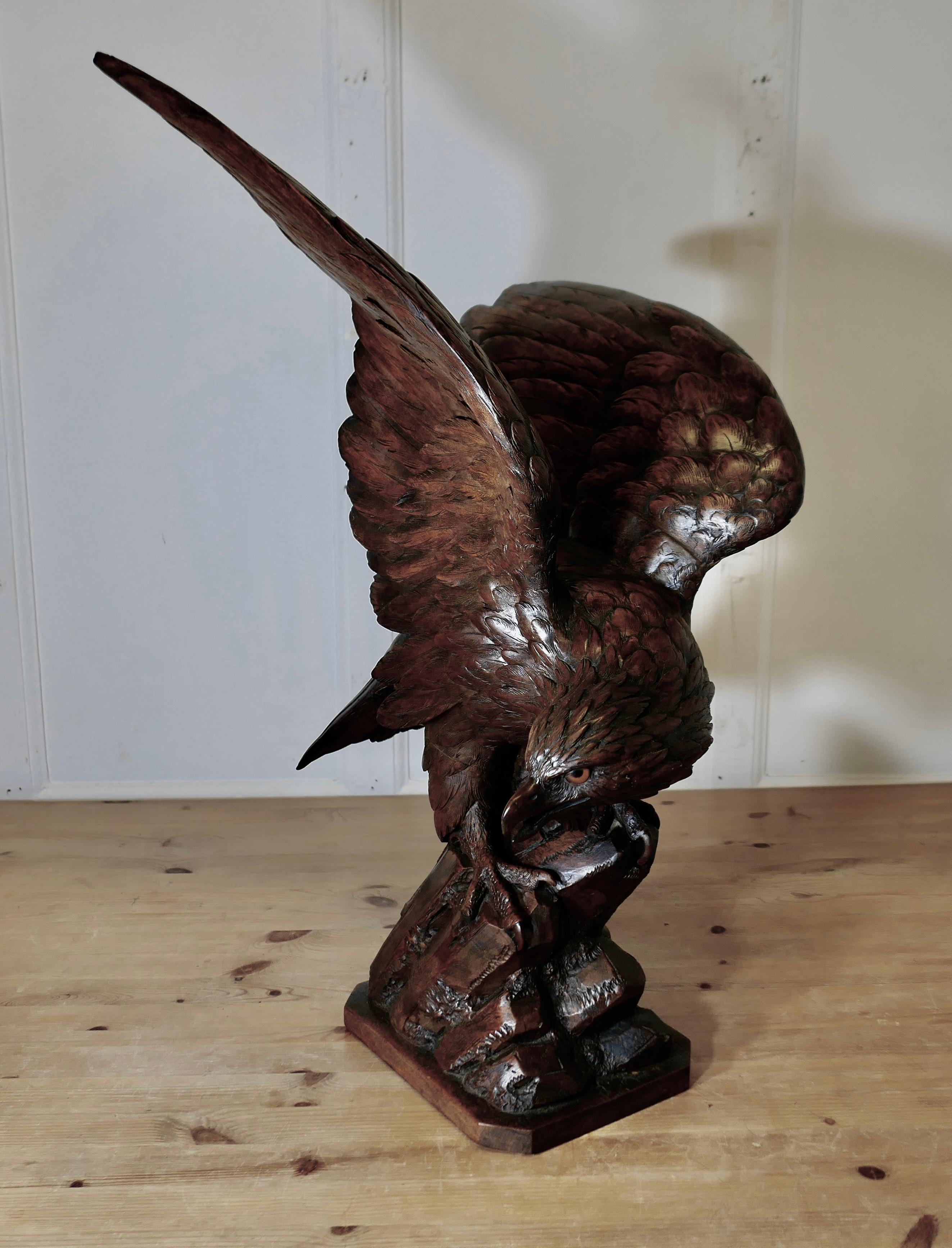 Águila grande tallada de Black Forest   Una gran pieza magníficamente tallada en nogal en Bueno estado para la venta en Godshill, Isle of Wight