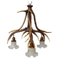 Grande lampada da soffitto Black Forest con corna di cervo