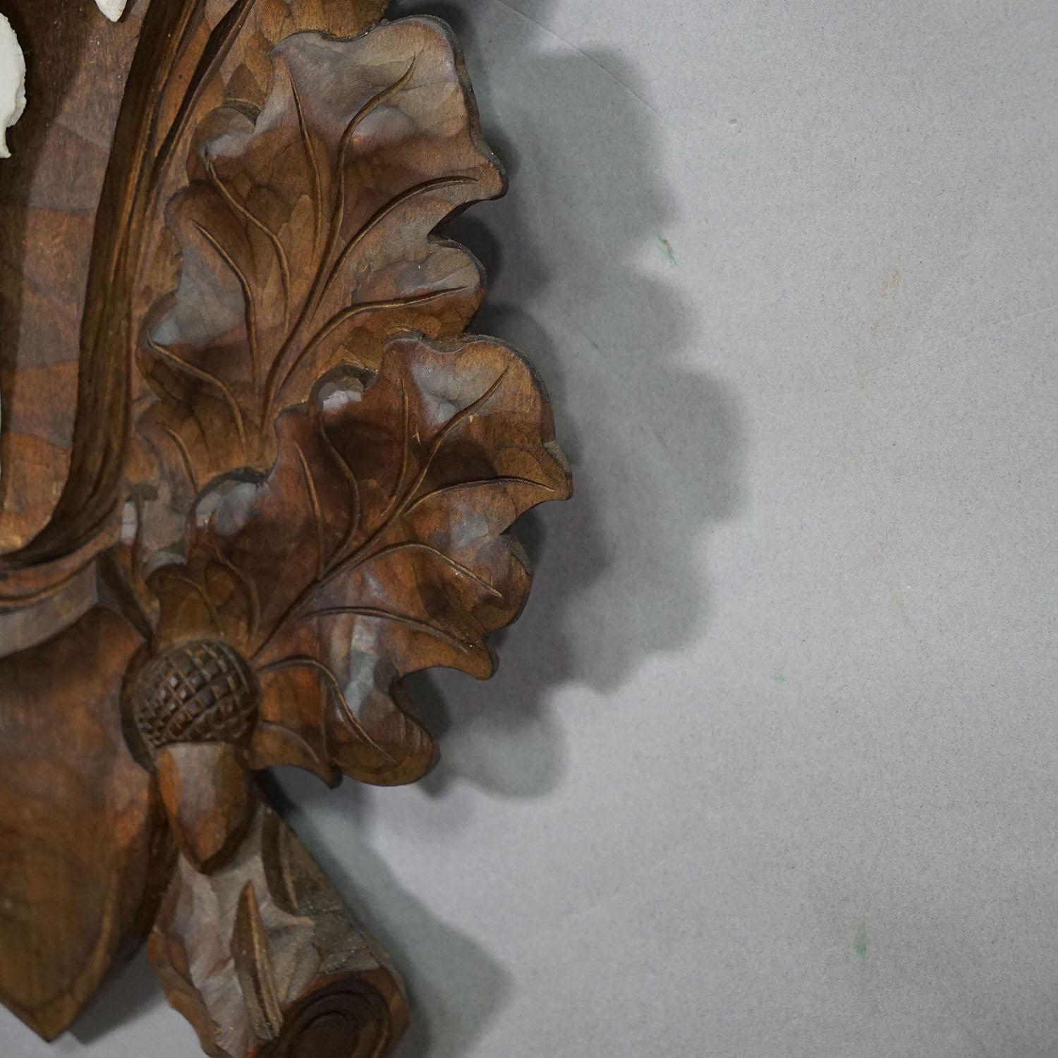 Large Black Forest Deer Trophy on Carved Plaque - Germany circa 1900 For Sale 1