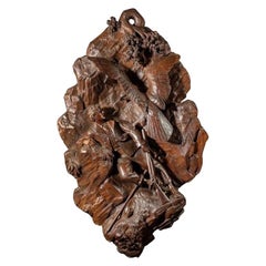 Antique Large Black Forest Walnut Plaque