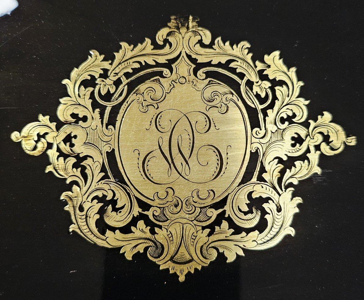 Large Black French Napoleon III Boulle Gilt Bronze  Decorative Box 19th Century 2