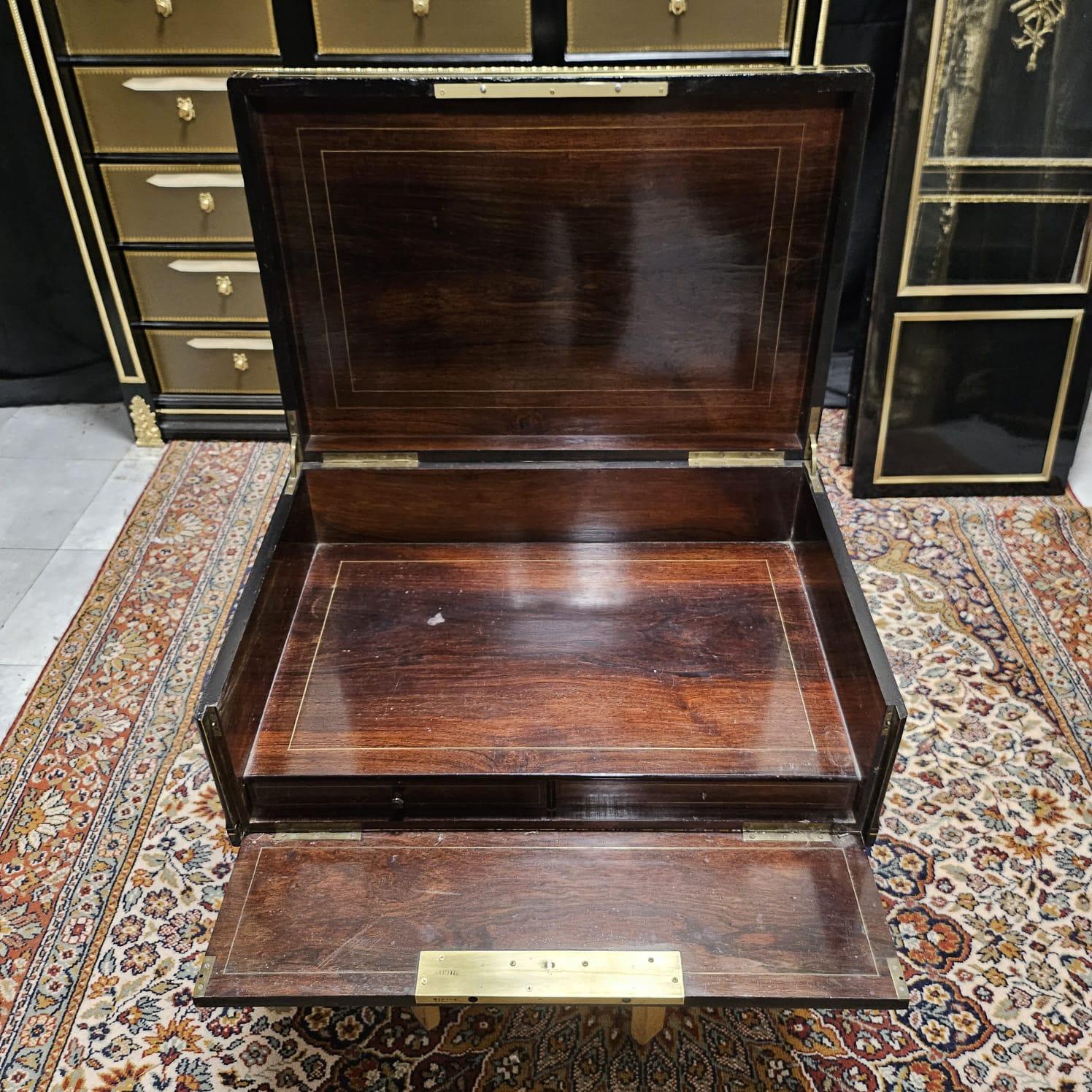Very Large Black French Napoleon III Boulle Brass Decorative Box 19th Century im Angebot 4