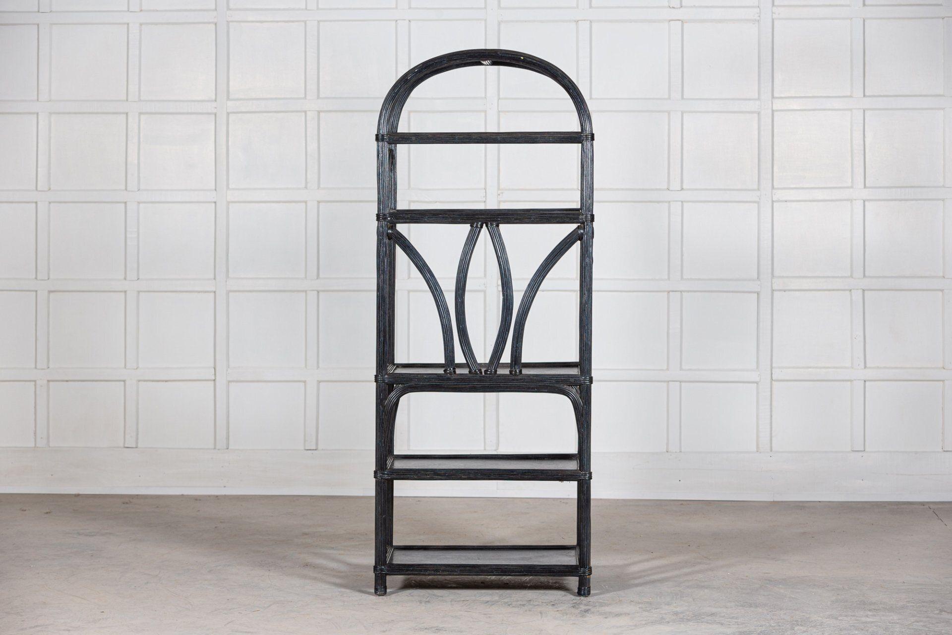 20th Century Large Black French Reeded Etagere For Sale