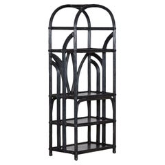 Grande Etagere francese nera con canne di legno