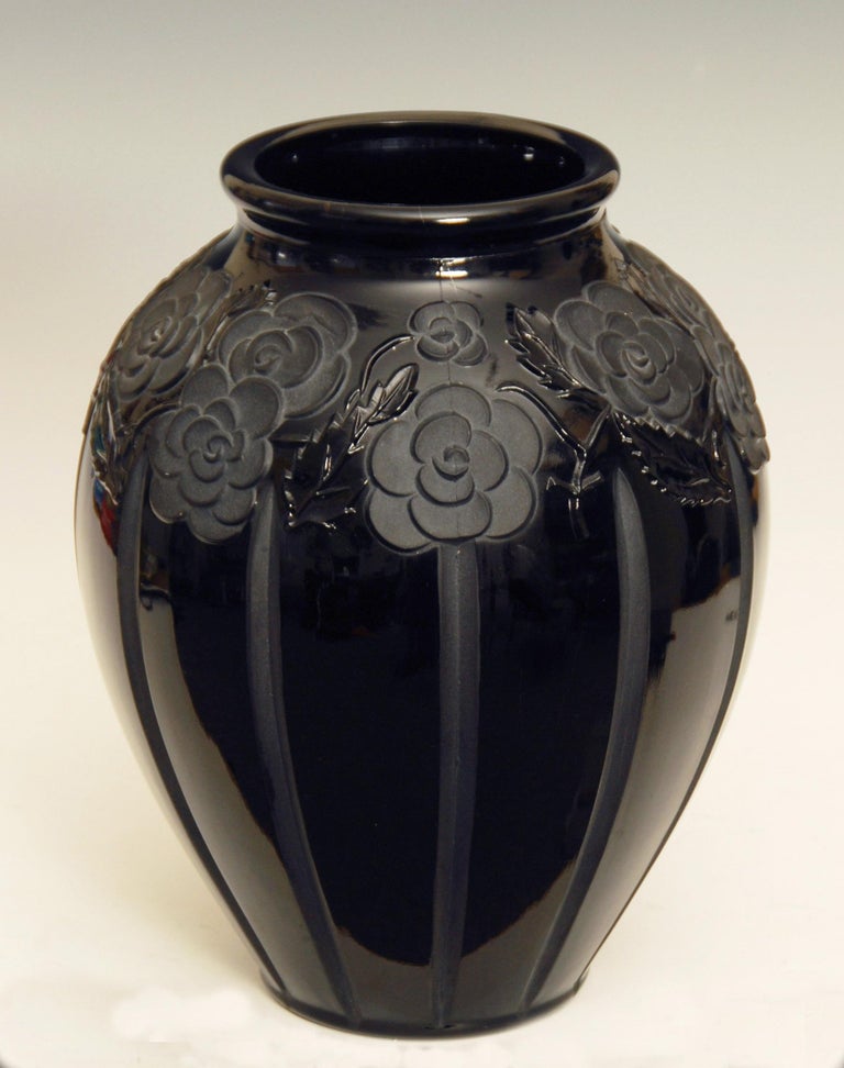Large Black Glass Art Deco Vase For Sale At 1stdibs